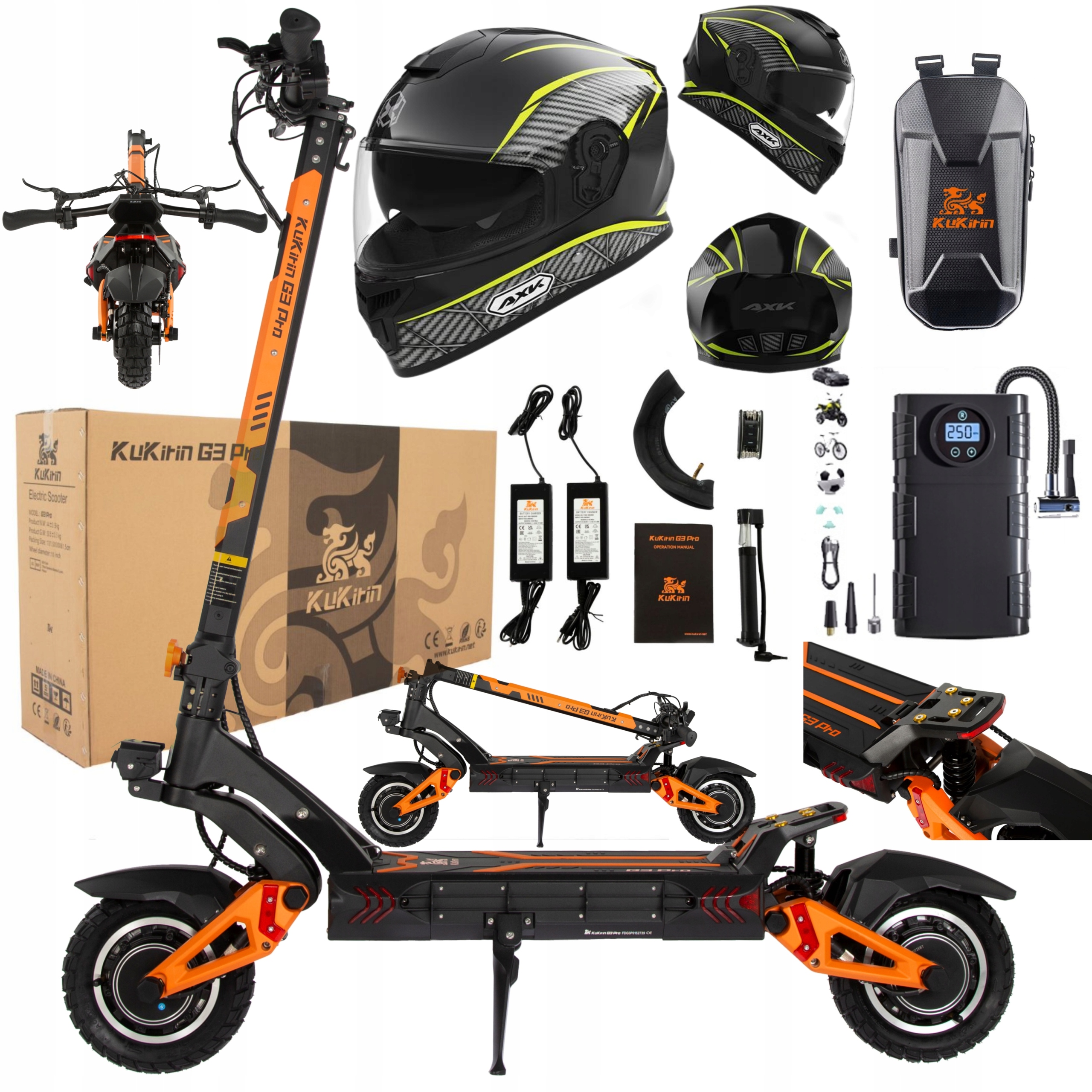 Kukirin G3 Pro Terénní Elektrická Koloběžka 2400W, Dojezd 80KM, 52V 23,3AH, 10"