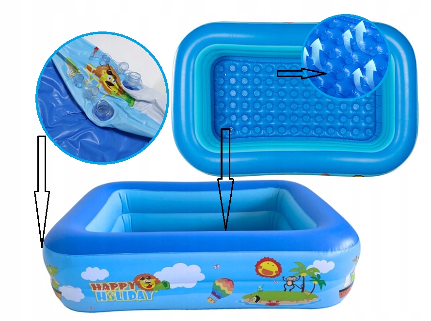 BASEN OGRODOWY DMUCHANY DLA DZIECI PROSTOKĄTNY MIĘKKIE DNO PROSTOKĄTNY DUŻY Rodzaj dmuchany