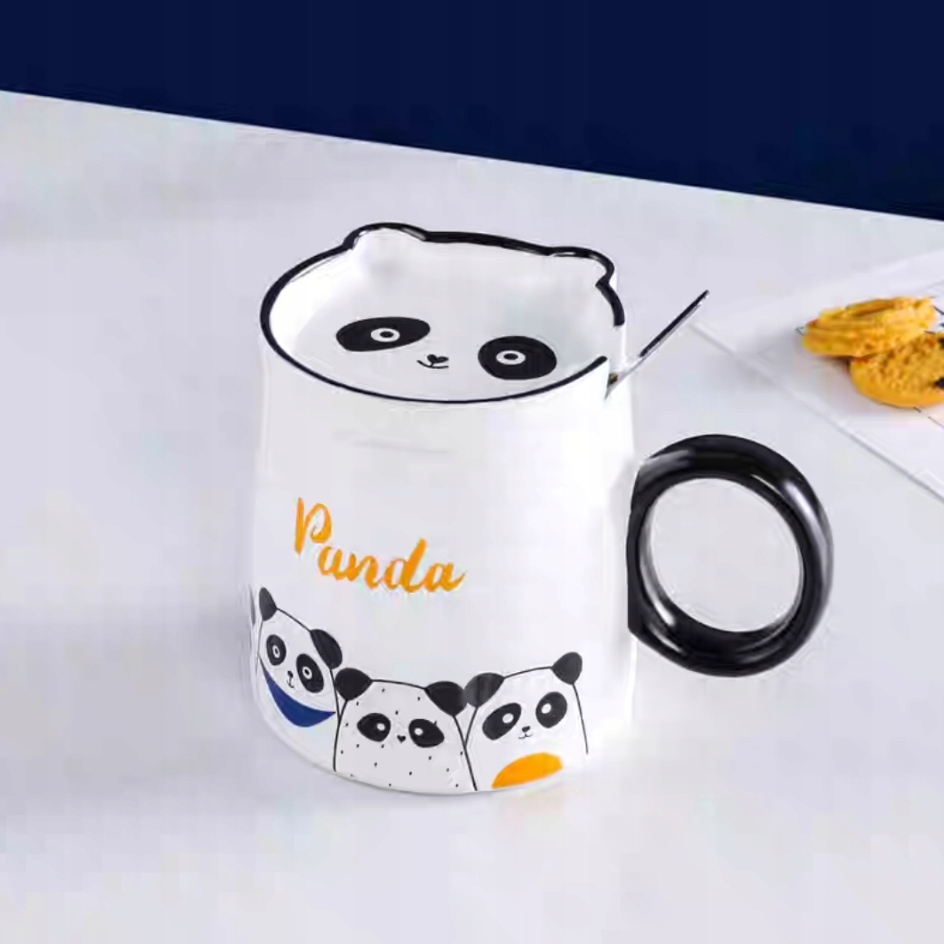 

Kubek Ceramiczny z Pokrywką zestaw łyżeczka-PANDA