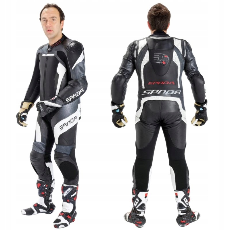 Jednodielna Pánska Kožená Kombinéza Predator Black/white/silver 40