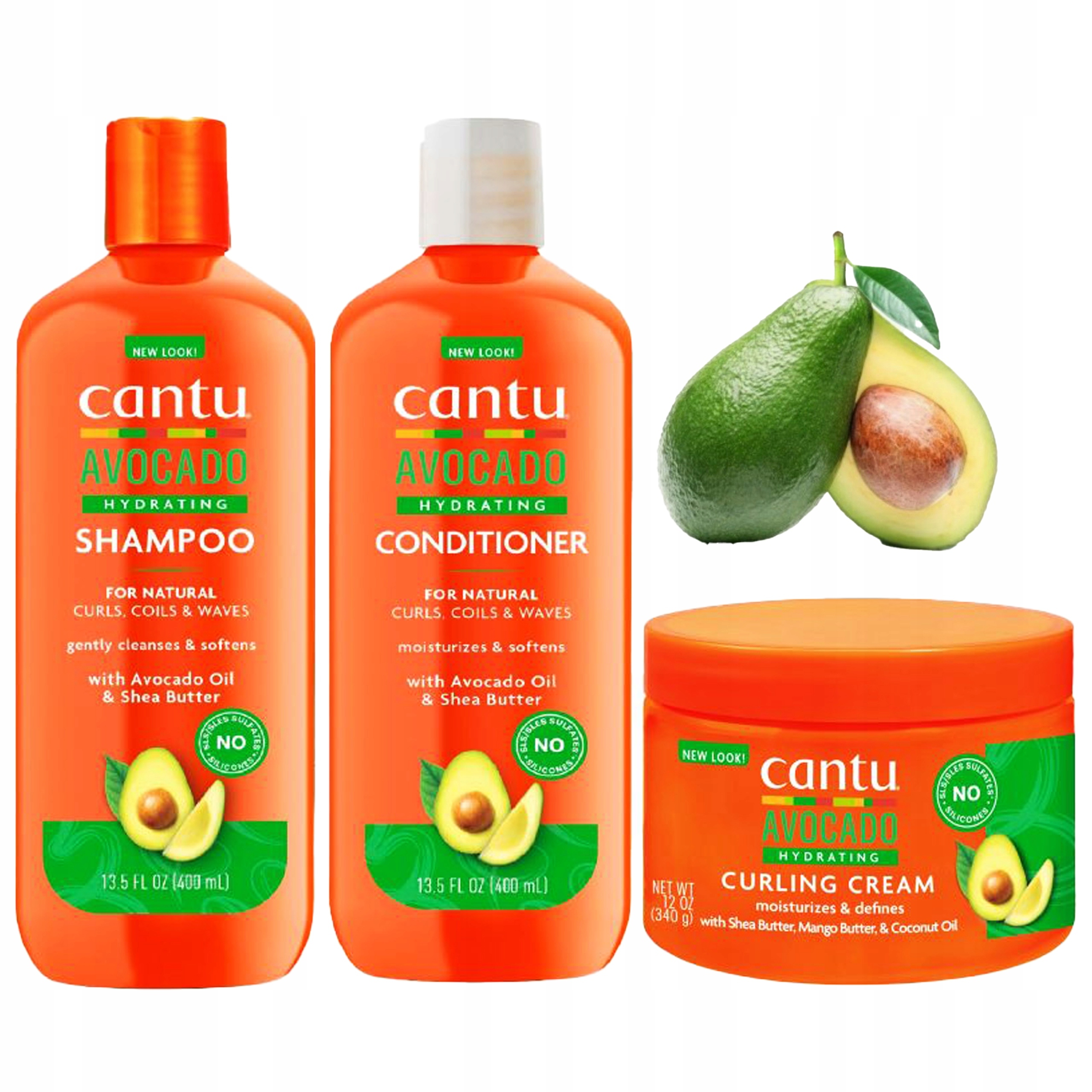 Sada 3 Produktů Cantu Avocado Šampon Kondicionér Na Vlasy Curlingový Krém