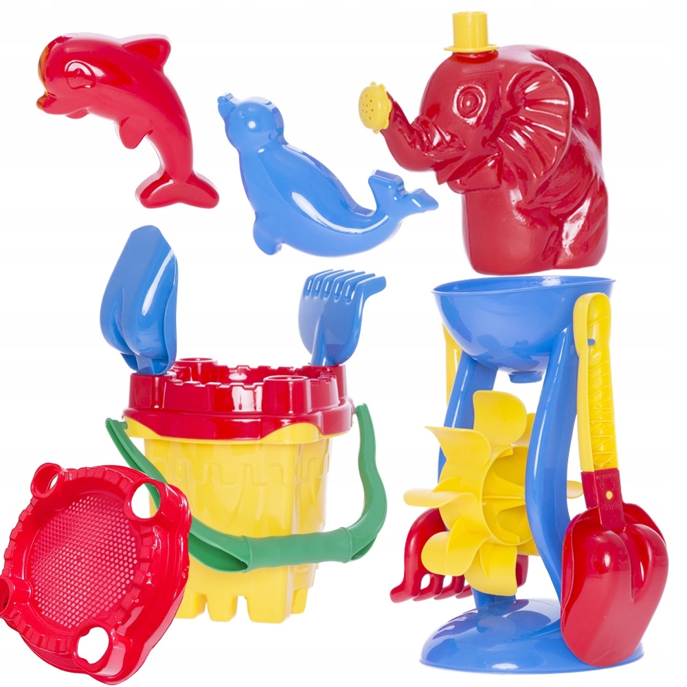 DUŻE WIADERKO ZAMEK MŁYNEK SITKO KONEWKA FOREMKI