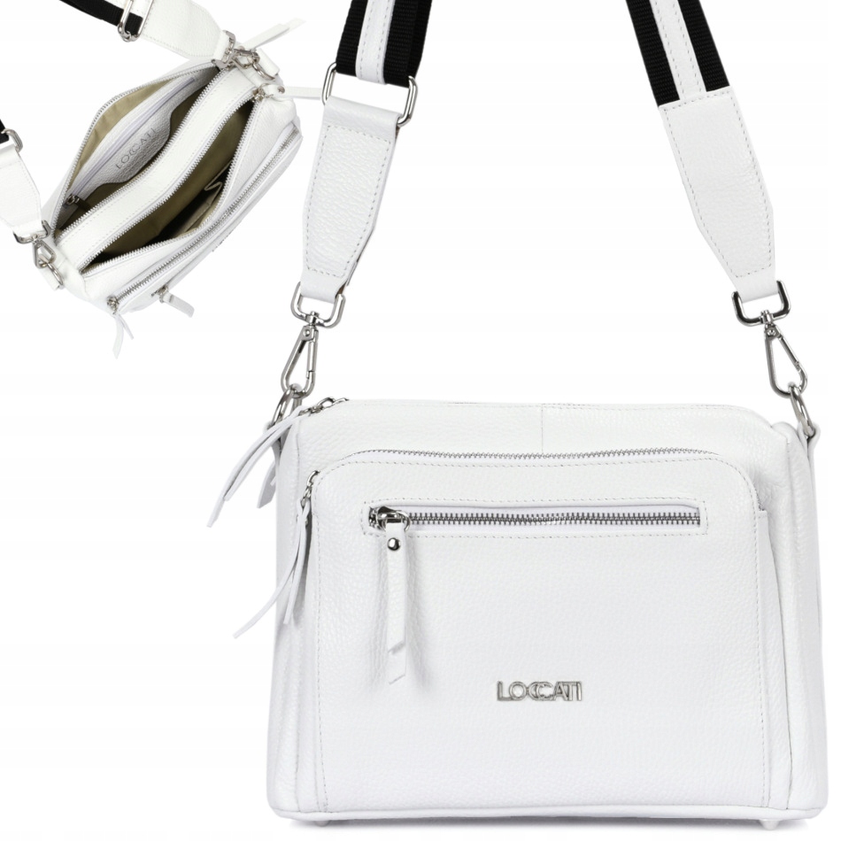 

Biała torebka damska modna listonoszka a5 skórzana