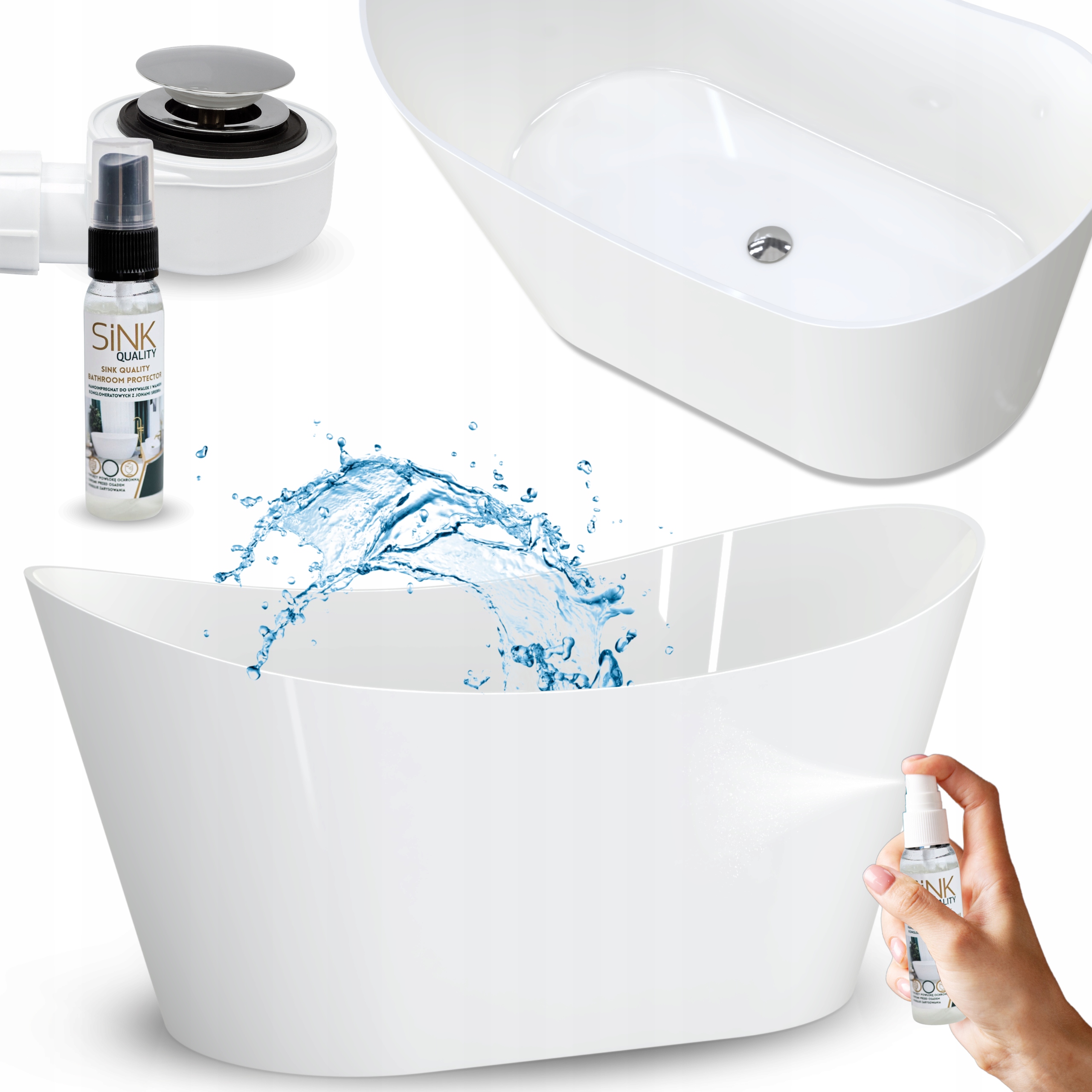 Volně Stojící Koupelnová Vana Moderní 150 Sifon Korek Do Vany 5v1