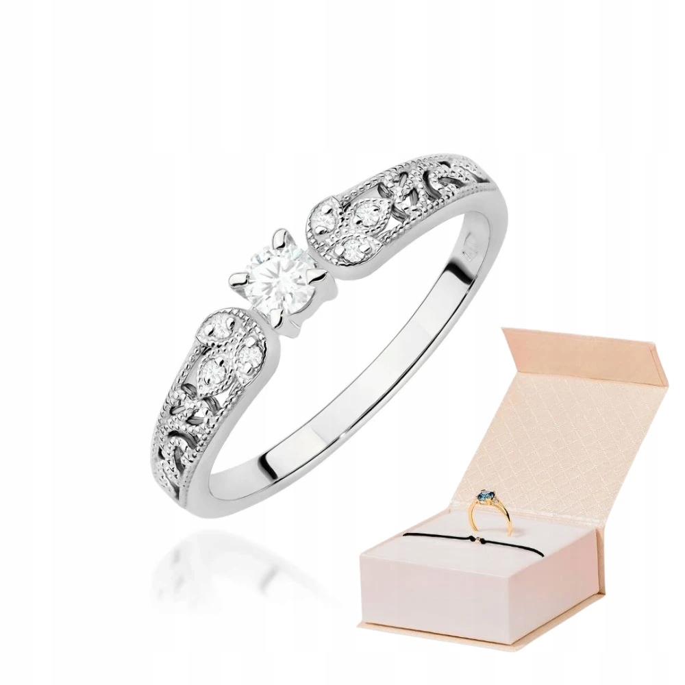 Zlatý Prstýnek 585 Bílé Zlato S Laboratorně Vytvořeným Diamantem Náramek Zł