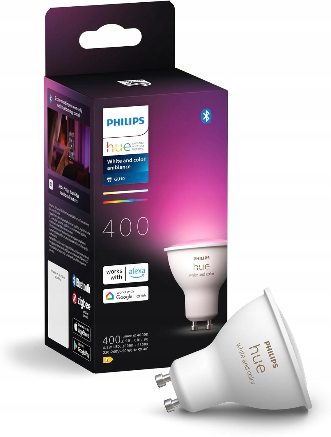 Led žiarovka Philips Hue GU10 4.2W Rgb Smart White and Color Ambiance