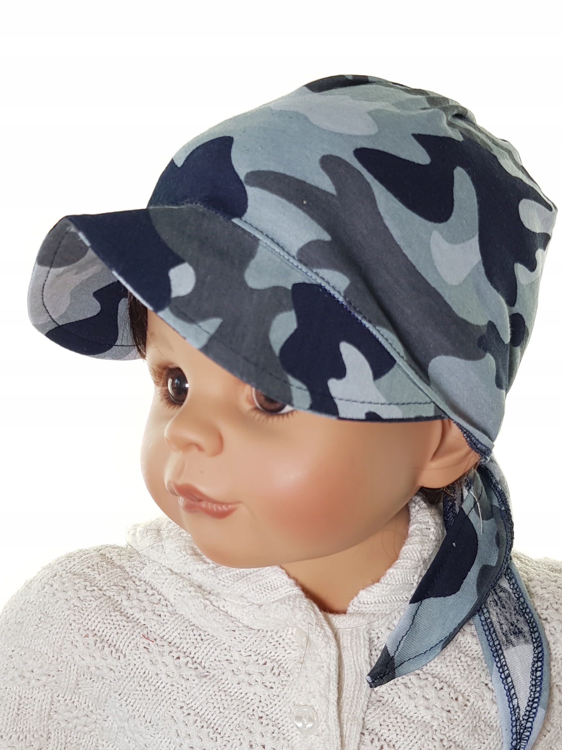 POLSKA UNIWERSALNA CZAPKA CHUSTKA CHUSTECZKA NA GŁOWĘ Z DASZKIEM 40 WZORÓW Rozmiar 42-56 cm