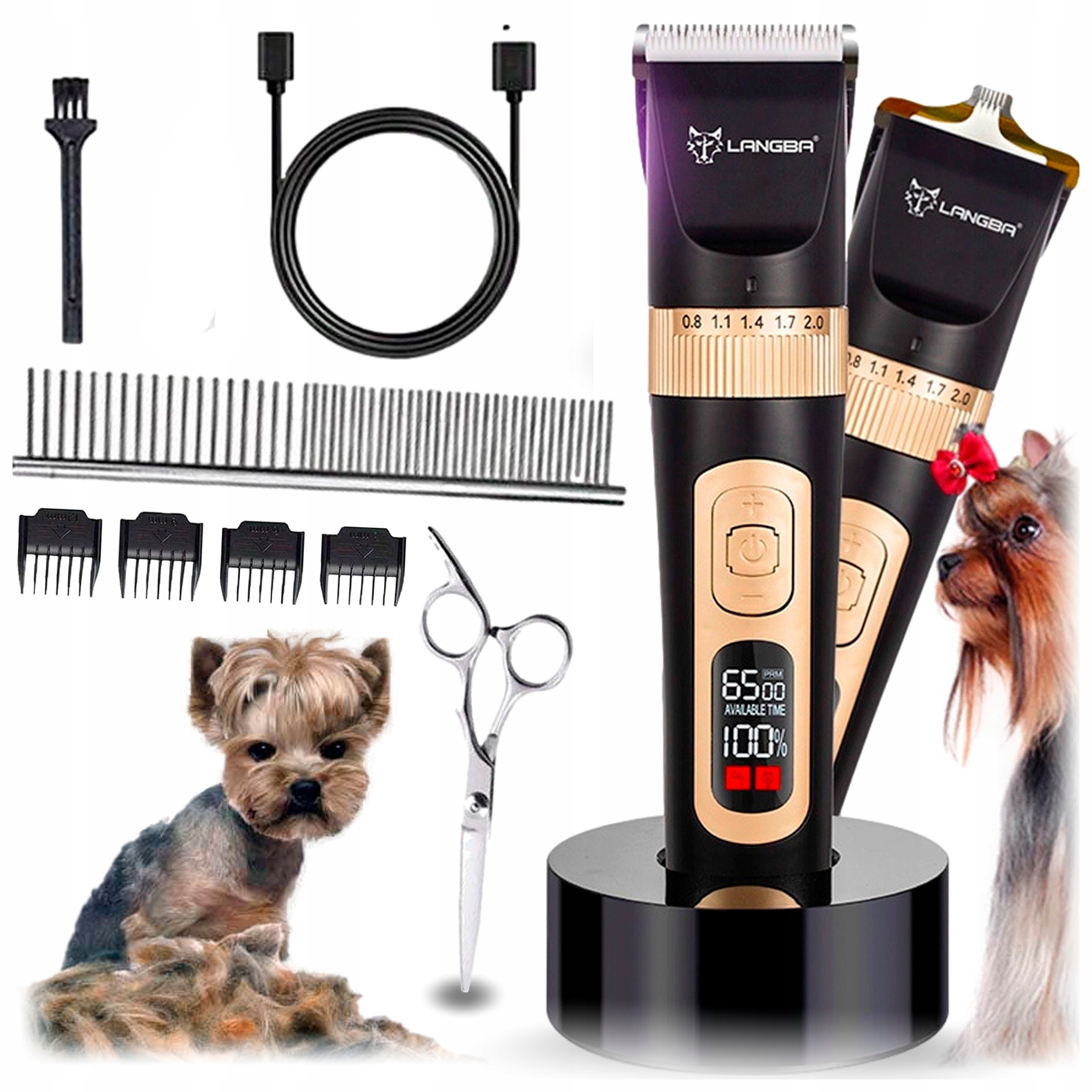 Levně Strojek na stříhání psů pro kočky Tichý Profesionální bezdrátový set