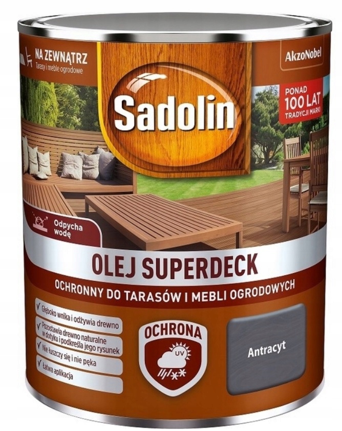

Sadolin Superdeck- olej do tarasów, antracyt, 5l