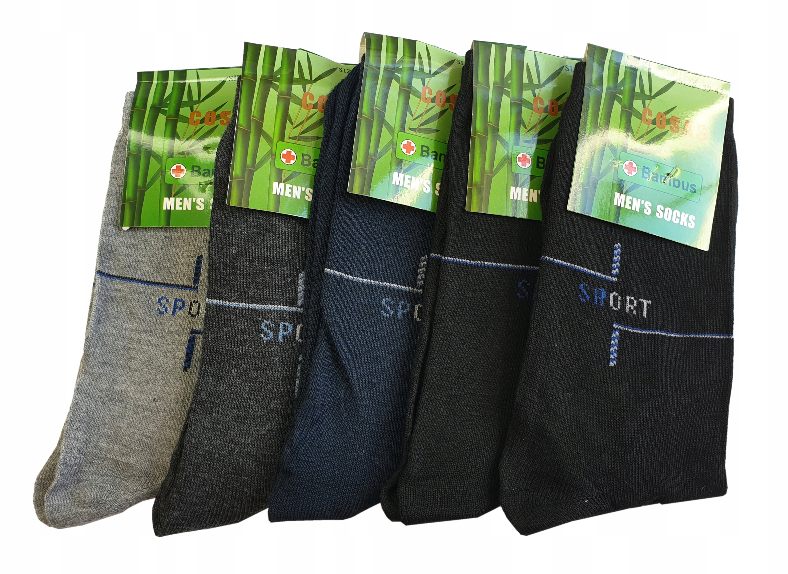 Ponožky pánske bambusové viacfarebná sada 5 párov veľkosť 43-46