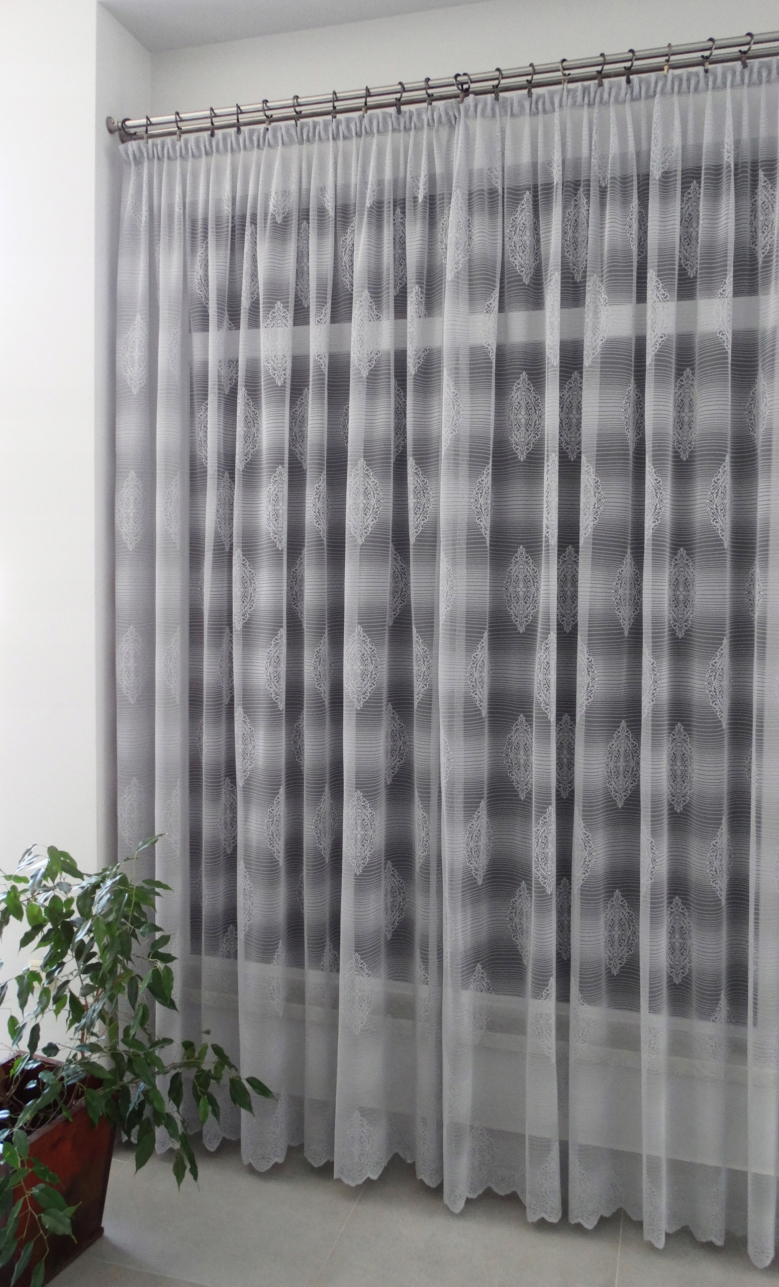 Mg Záclona závěs 80159 Síť popel 350x280 cm Hotová Obšitá Bt