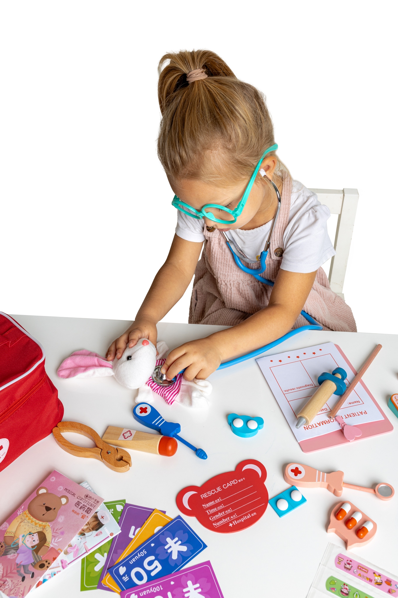 MAŁY DOKTOR Drewniany Zestaw Lekarski Dentysta APTECZKA Rola lekarz