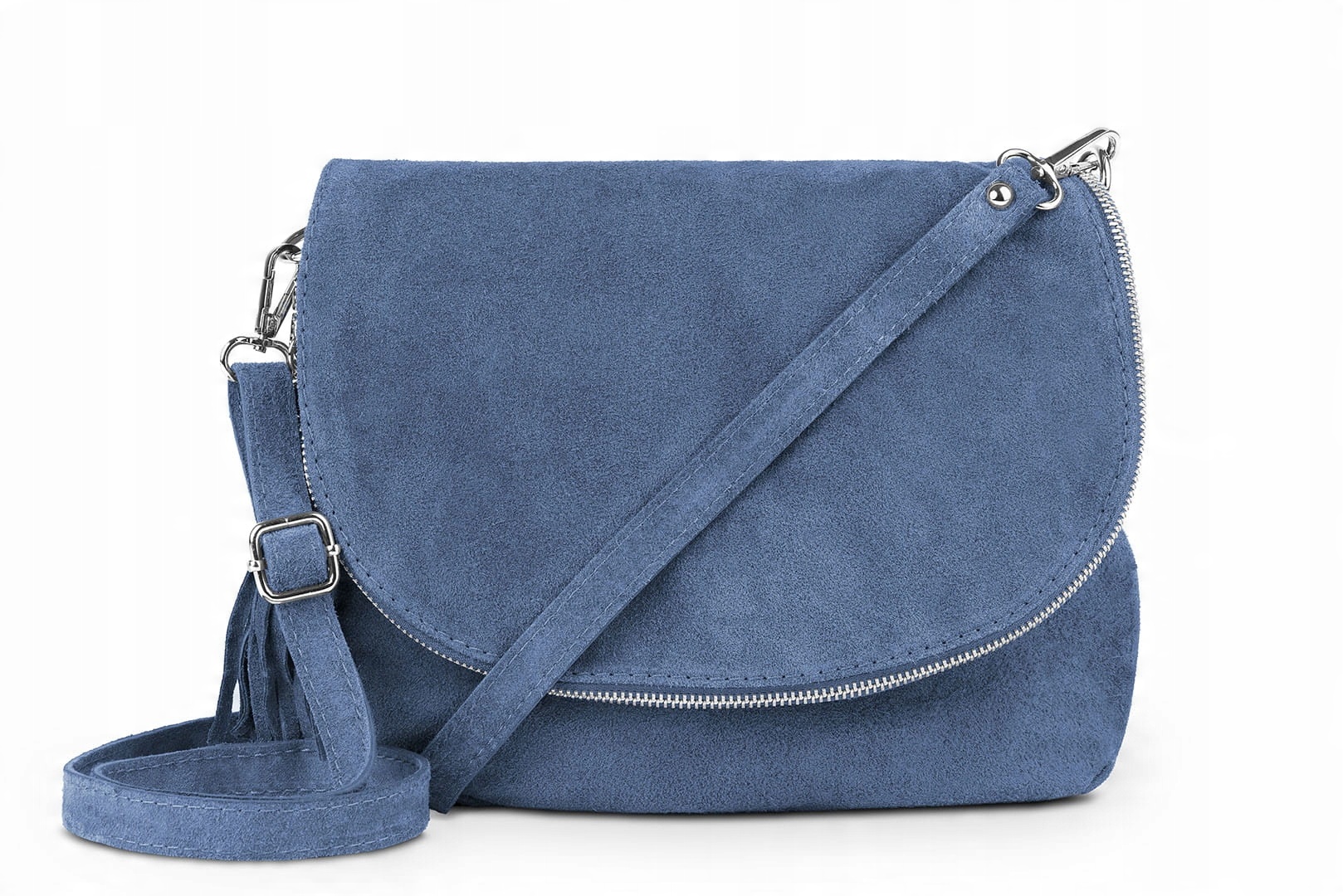 

Torebka Skórzana Vera Pelle Bisaccia Zamsz Jeans