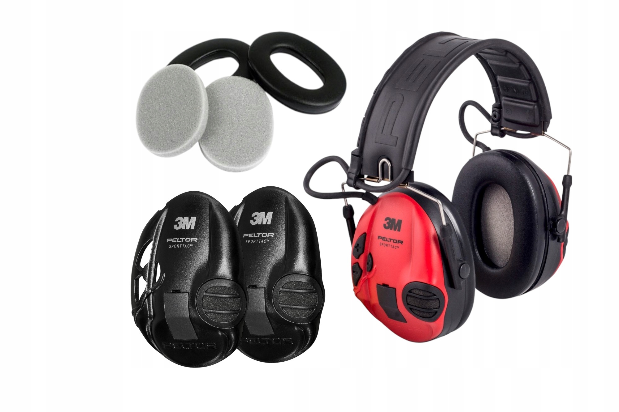 Aktywne ochronniki słuchu 3M Peltor SportTAC czarny +wymienna nakładka HY21