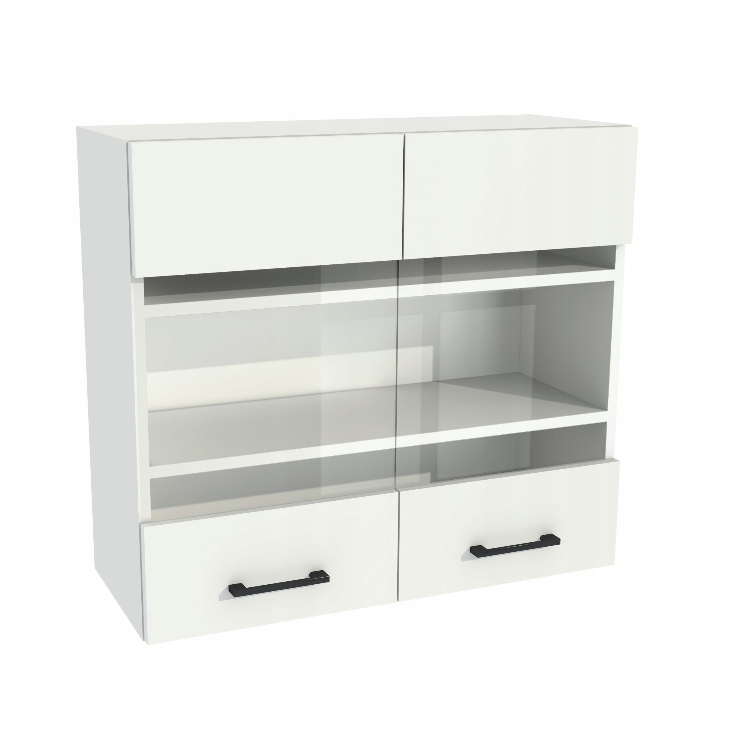 Kuchynská skrinka horná vitrína 80/72 Capri korpus biela predná strana biela mat