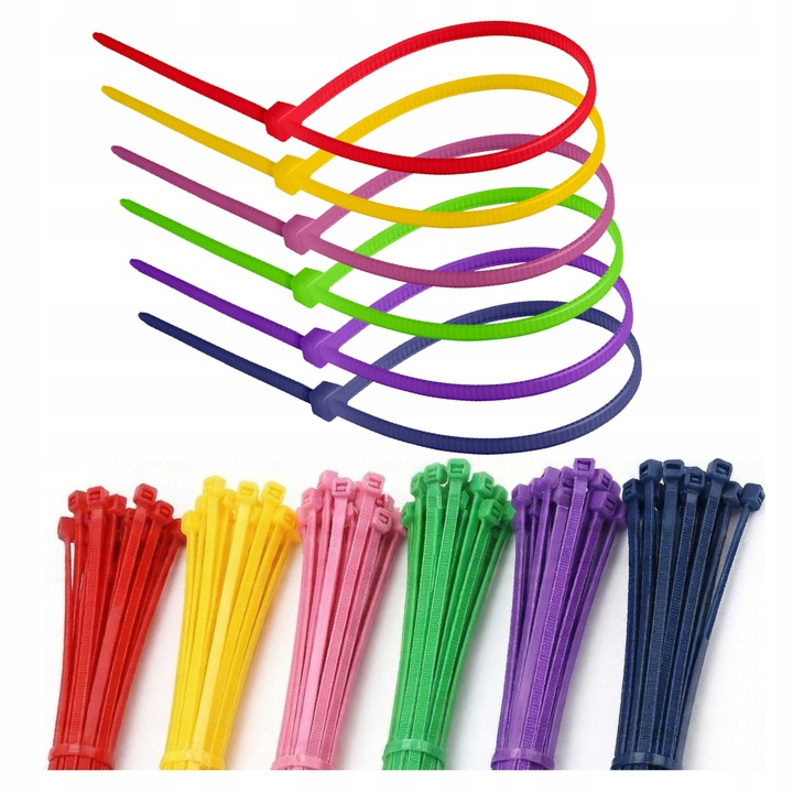 Opaski Zaciskowe Trytytki Kablowe Trytki 4,8x300 Kolorowe Neonowe 120 Szt