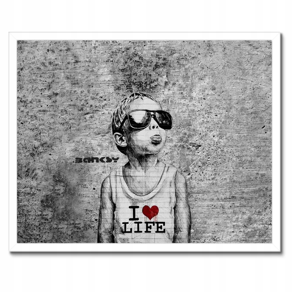Plakáty v rámu 50x40 I love life Banksy Spray