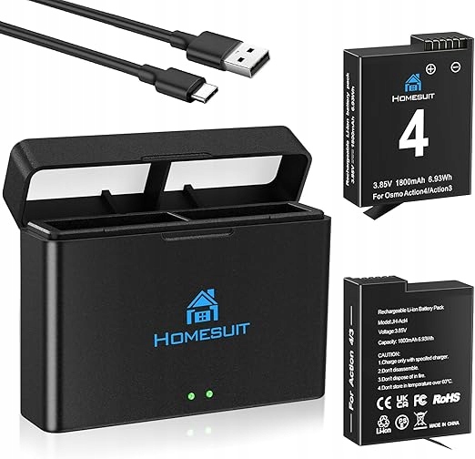Homesuit Akumulátor 360 X 4 2500 mAh a rychlá 3-kanálová Usb nabíječka