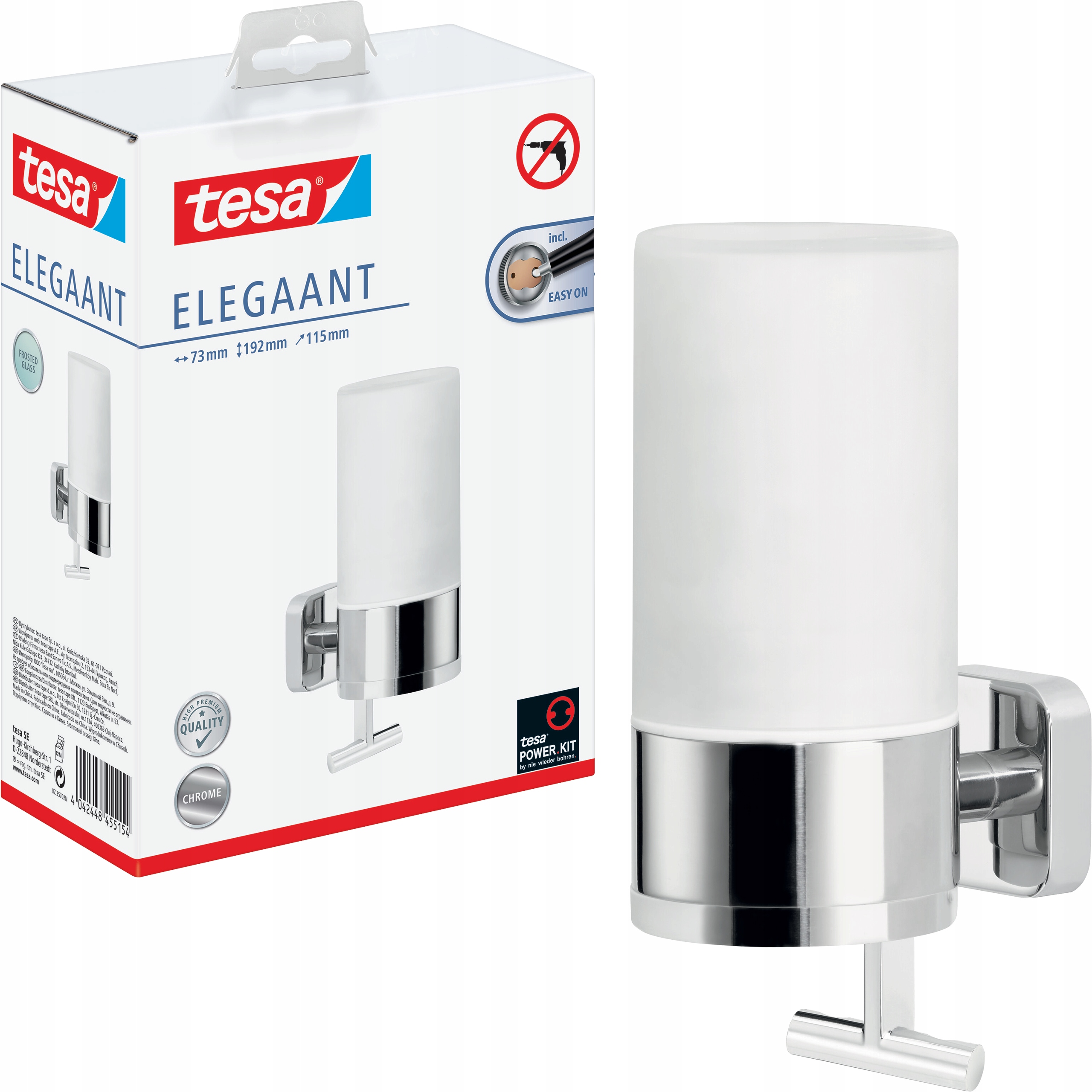 Samolepiaci dávkovač na tekuté mydlo Tesa Elegant do kúpeľne kovový