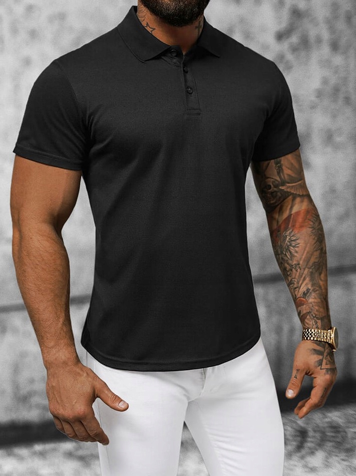 MODNY KOMPLET: KOSZULKA POLO + SPODENKI DRESOWE XXL Kolor czarny