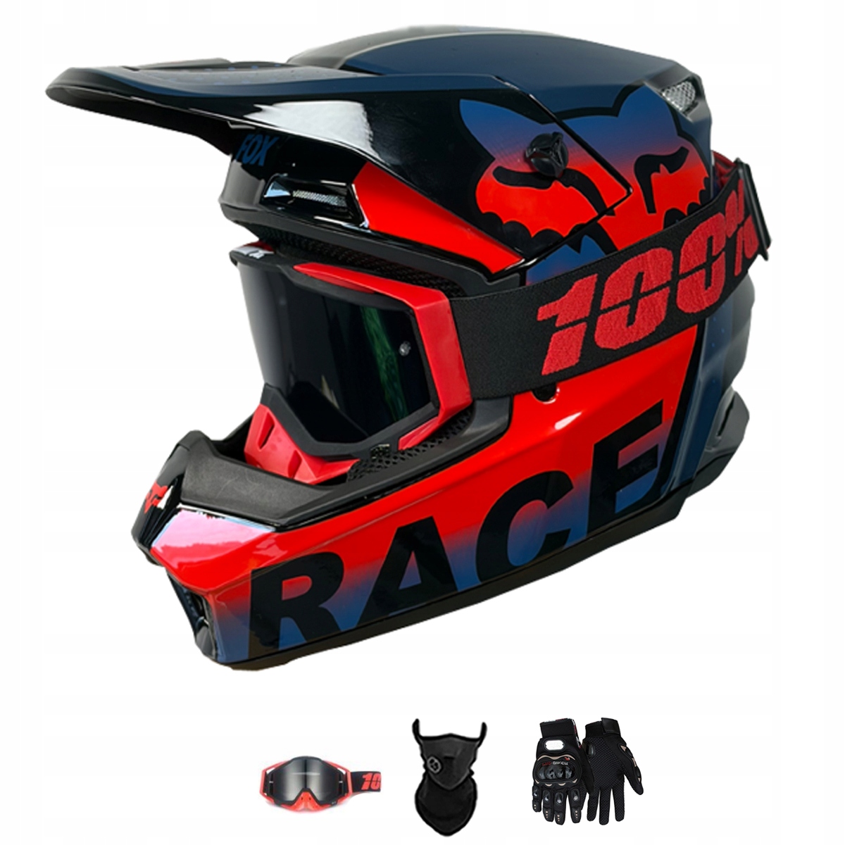 Motocyklová Přilba Lehká Enduro Quada Brýle Rukavice Maska XL