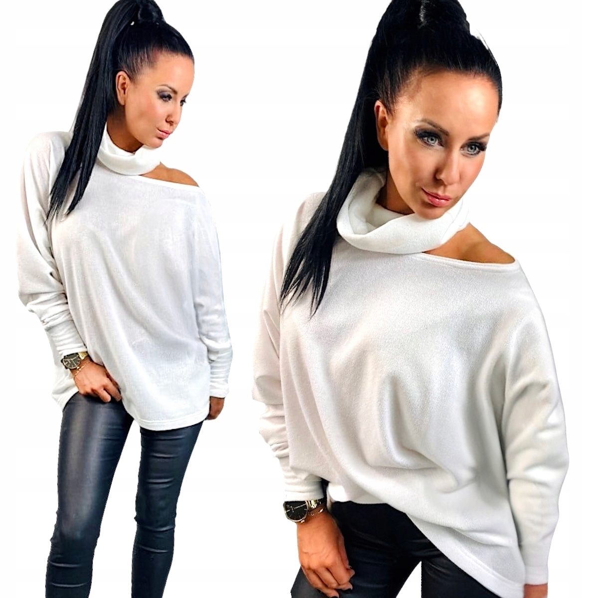 Golfový dámský svetr dlouhý elegantní svetr volný oversize halenka XL 42