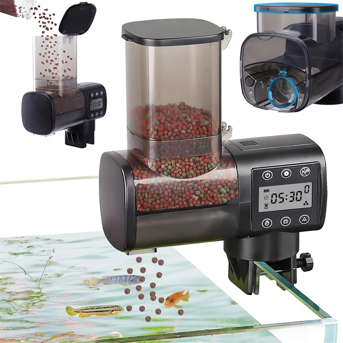 Levně Automatické Krmítko 500 ML S LCD Displejem Pro Akvárium Se 6 Krmeními