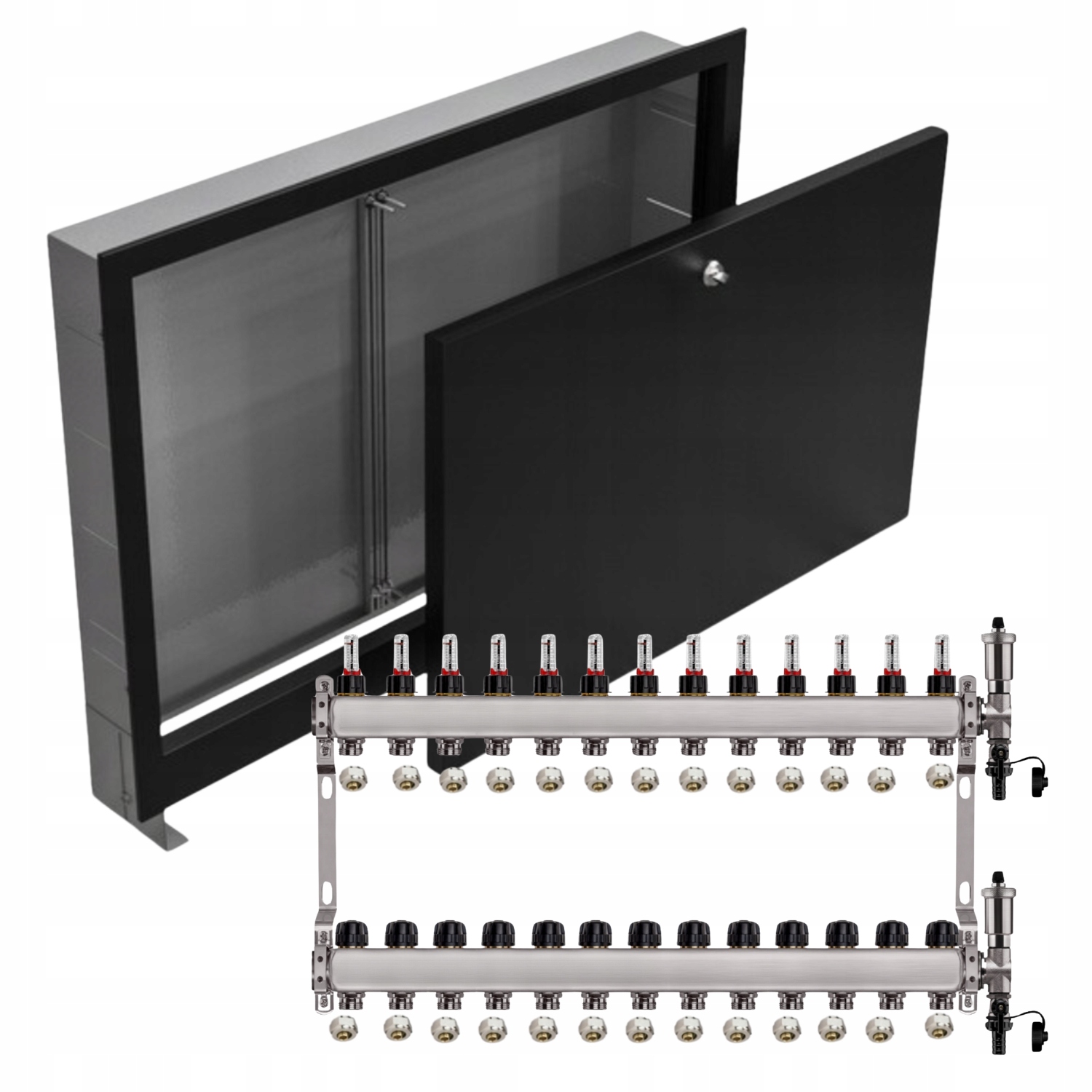 Nerezový Rozdělovač Podlahových Krytin 13+ Podomítkový Box Černý+pex