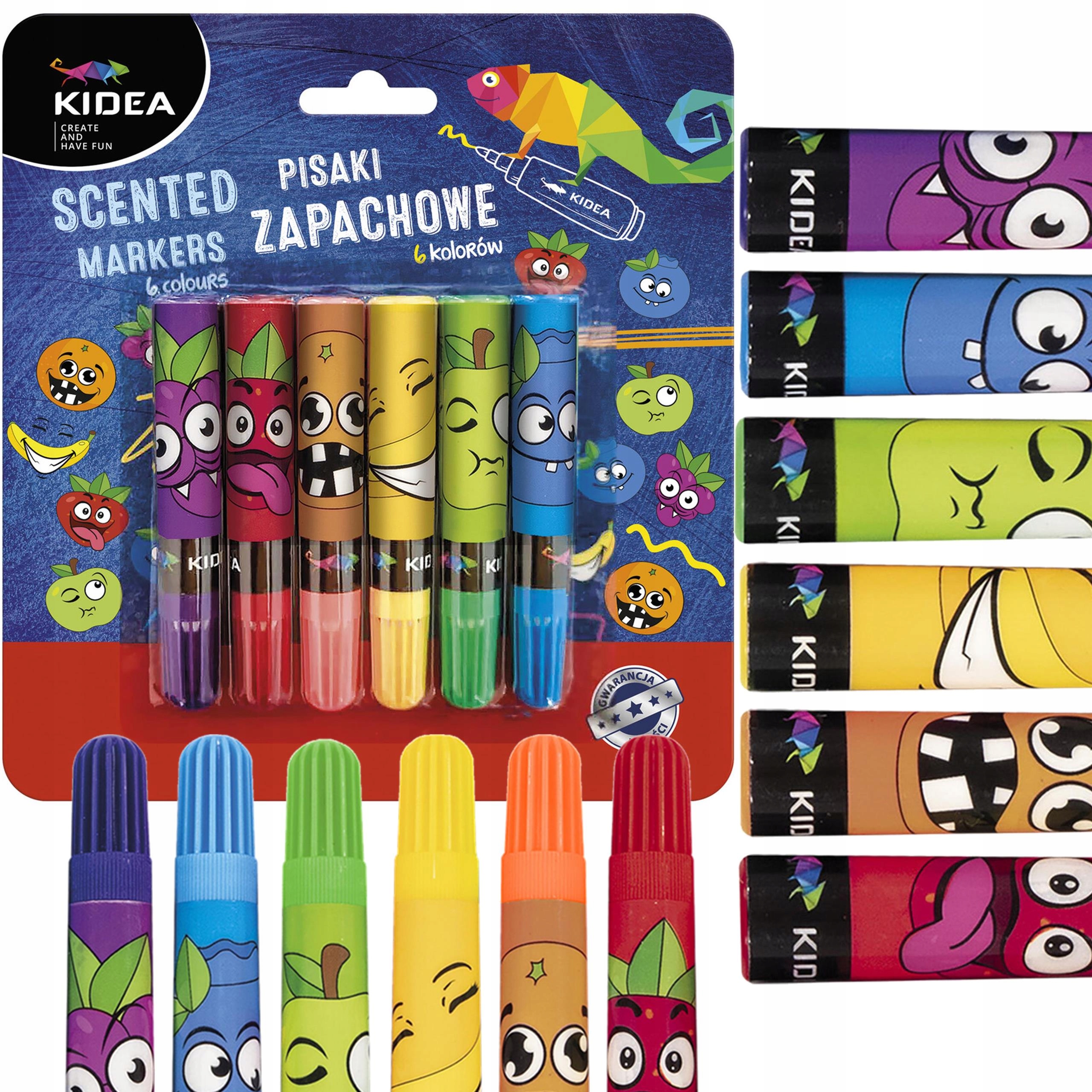 ZAPACHOWE FLAMASTRY PISAKI OWOCOWE 6 KOLORÓW KIDEA