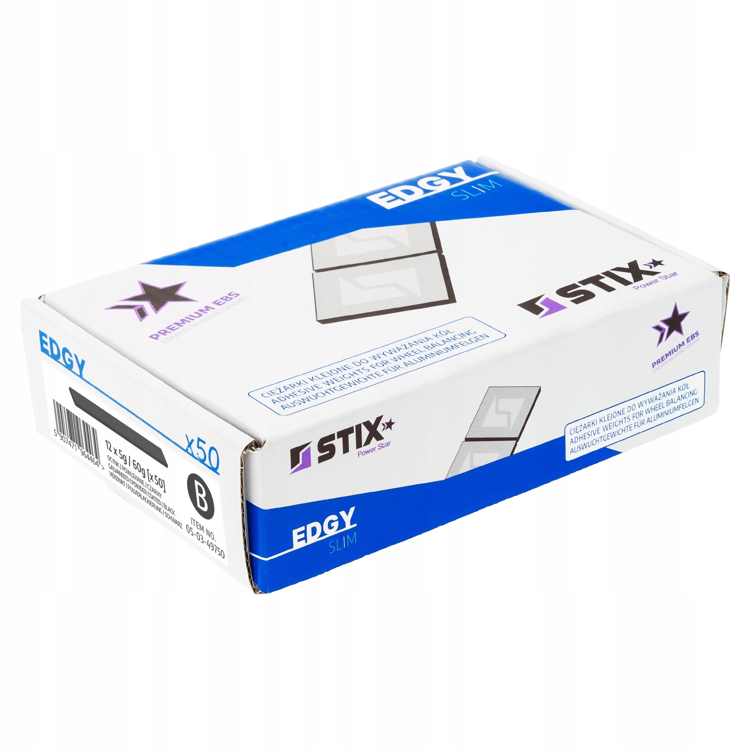 CIĘŻARKI KLEJONE DO FELG KÓŁ ALU CZARNE 5G STIX 50SZT PASKÓW EDGY SLIM Marka Stix