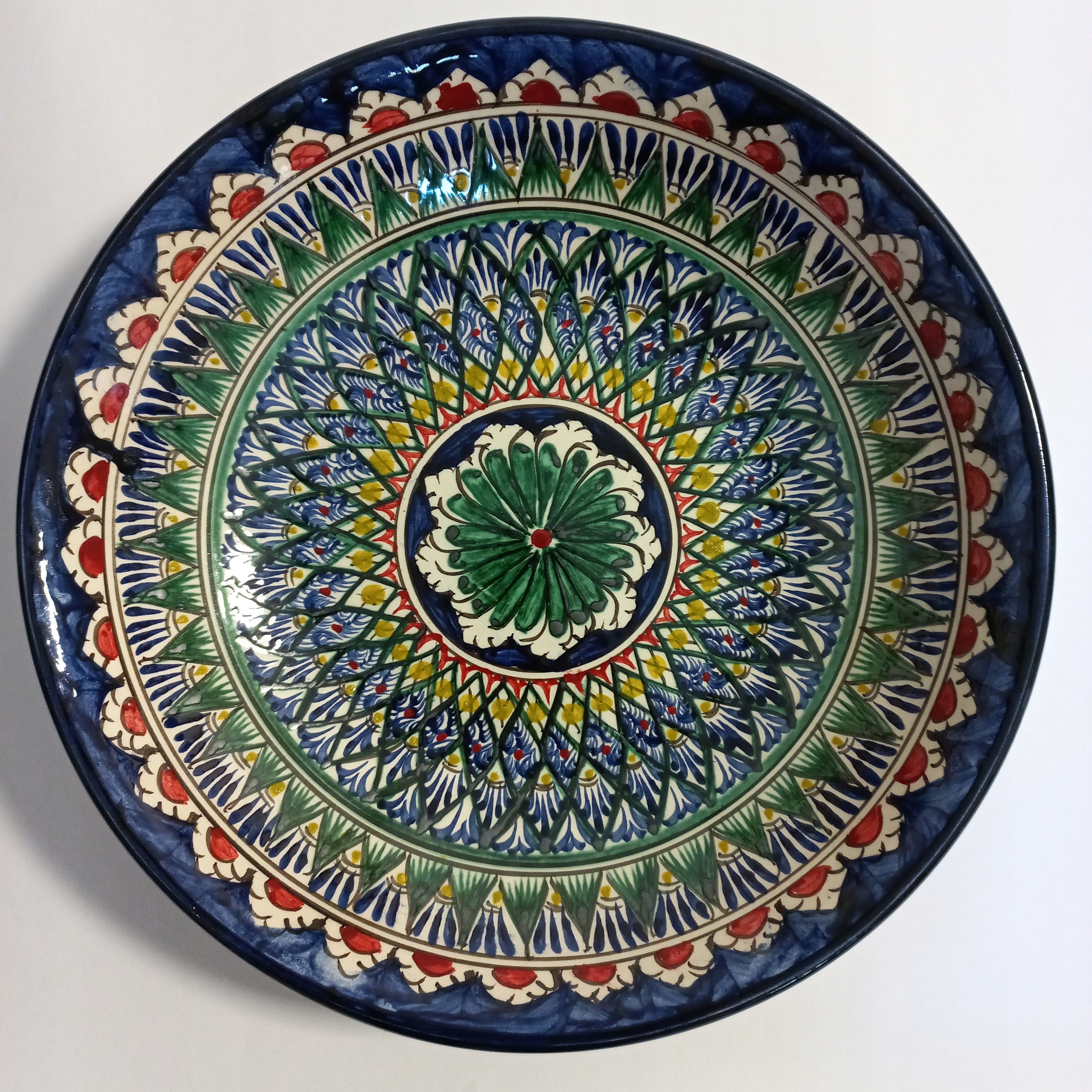 Velký uzbecký talíř Lagan modrý 34 cm