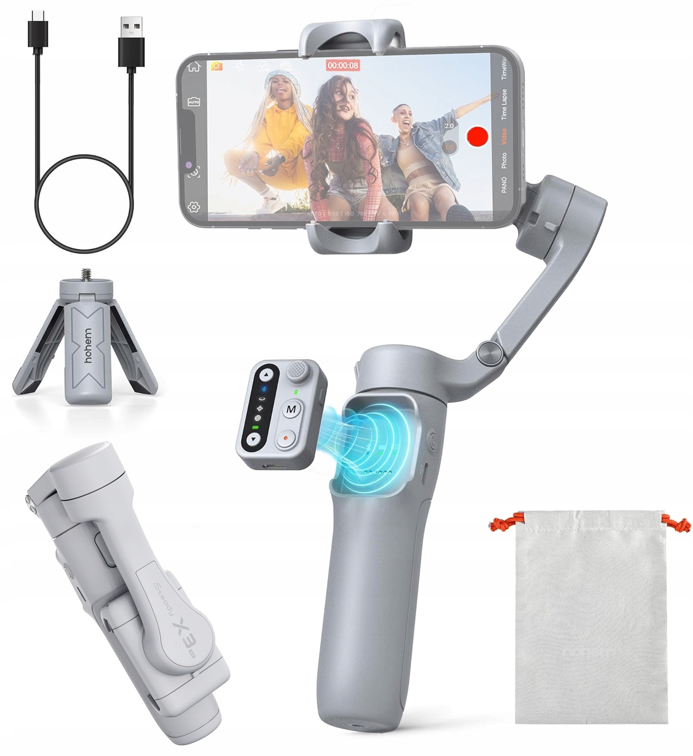 Hohem iSteady X3 Se szary Gimbal stabilizator 3-osiowy do telefonu pilot
