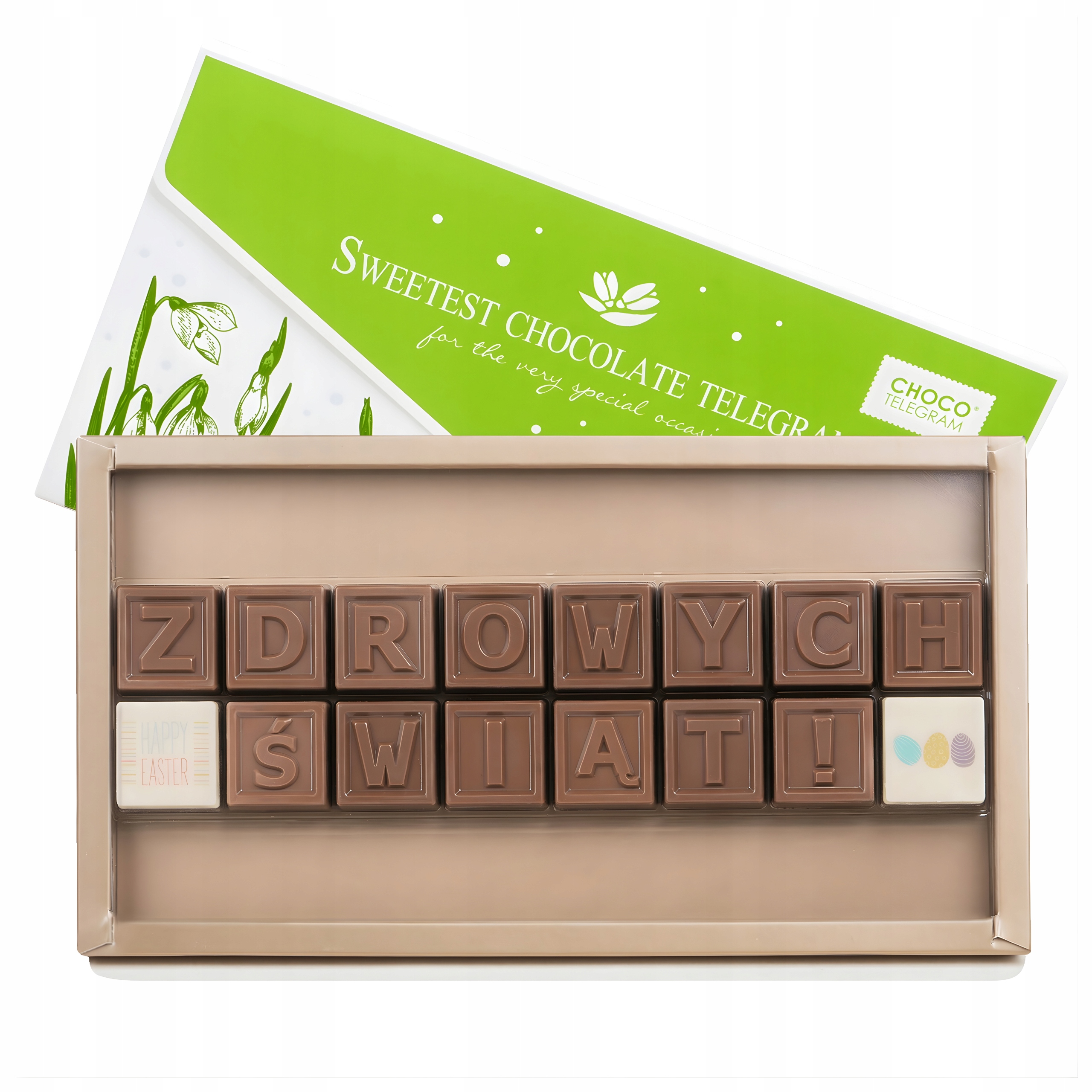 Dárek Velikonoce Čokoládový Telegram Nápis Zdravé Vánoce přání 152 g