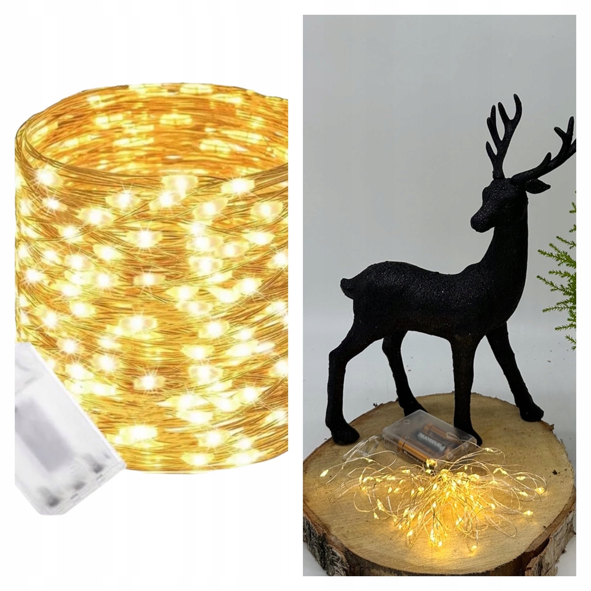 LAMPKI LED CIEPŁY BIAŁY NA BATERIE 50 LEDÓW 5 METRÓW PFX004 Kolor lampek biały