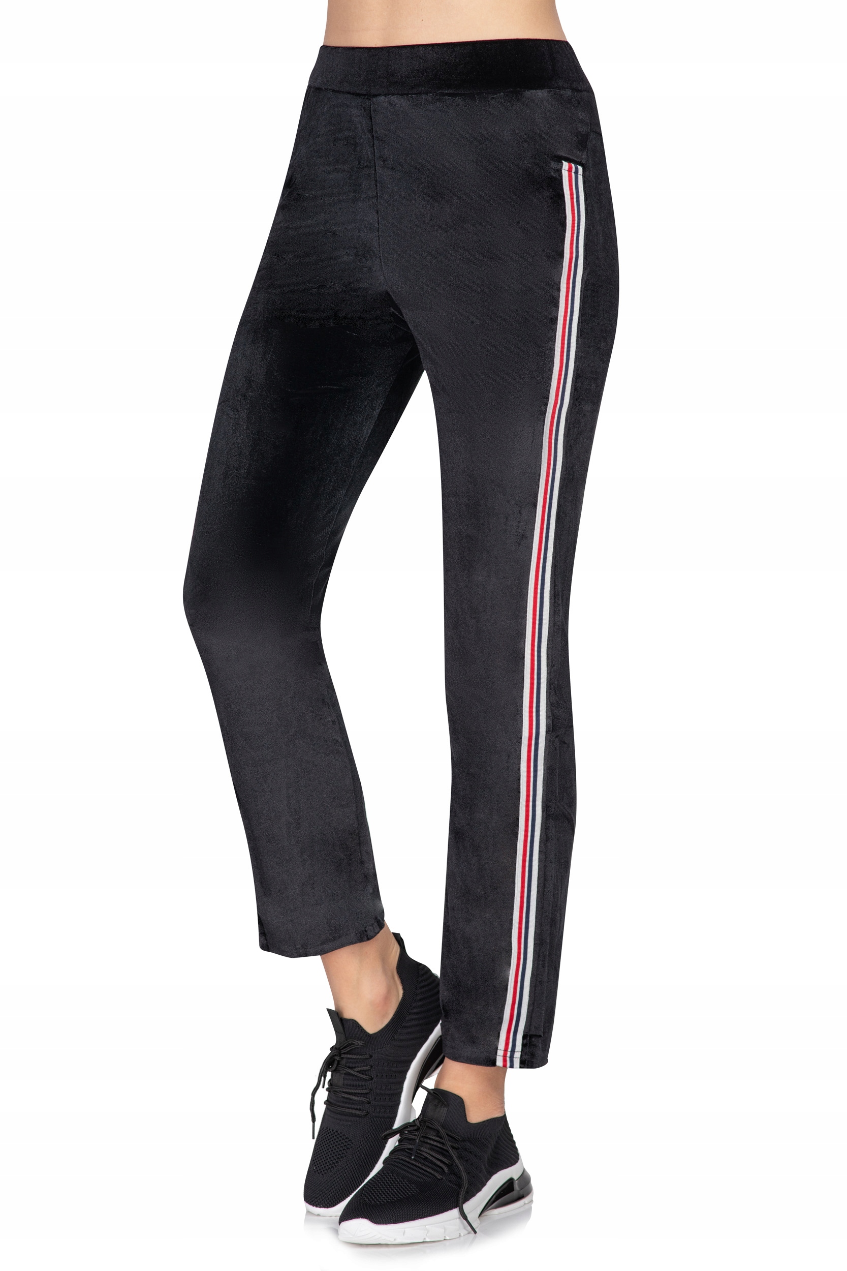 DAMSKIE WELUROWE SPODNIE DRESOWE Z LAMPASEM FS264 Rozmiar M/L