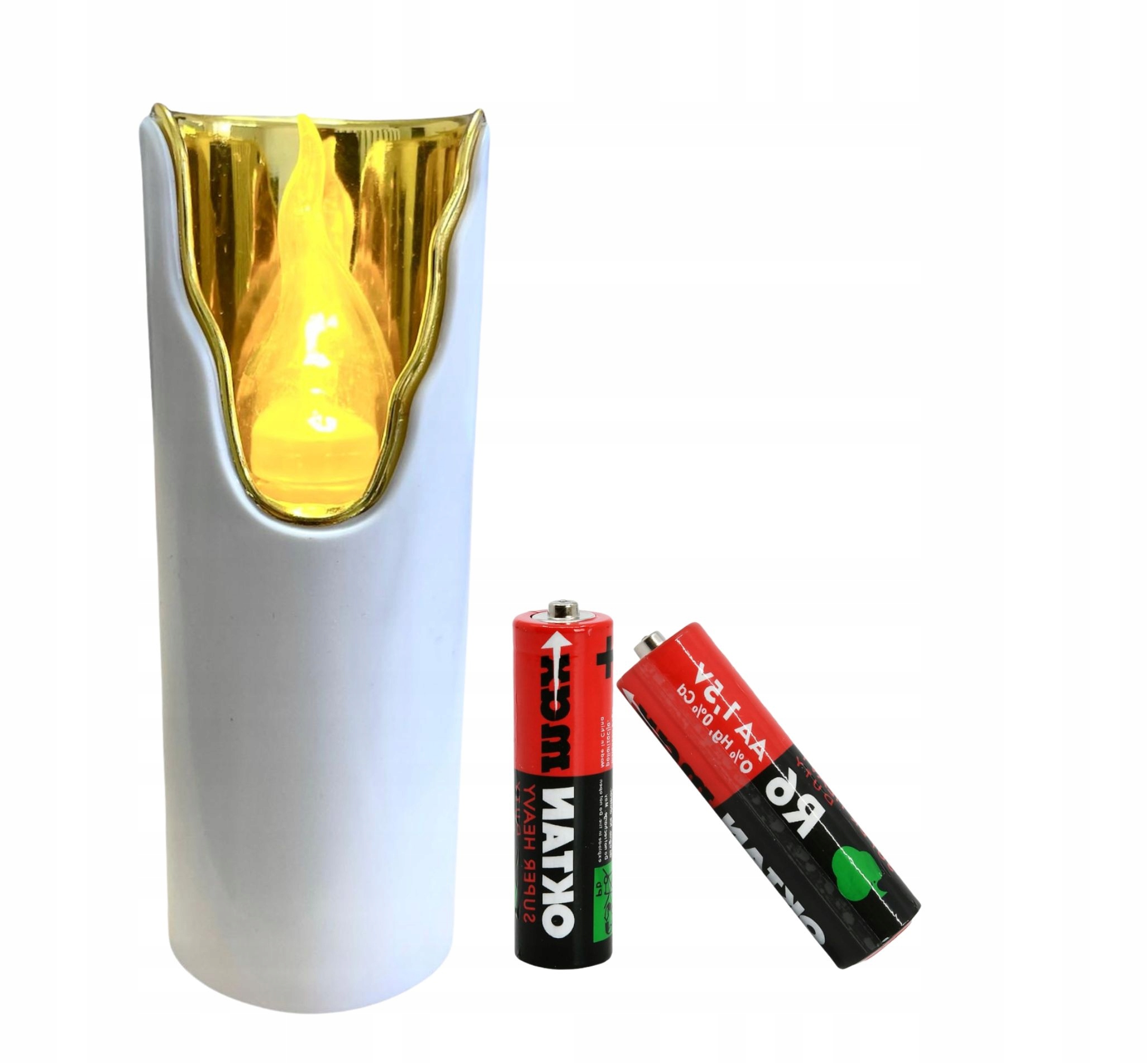 Wkład do ZNICZY ELETKRYCZNY LED ŚWIECA ŻÓŁTY PŁOMIEŃ 11,5 cm + 2x BATERIE
