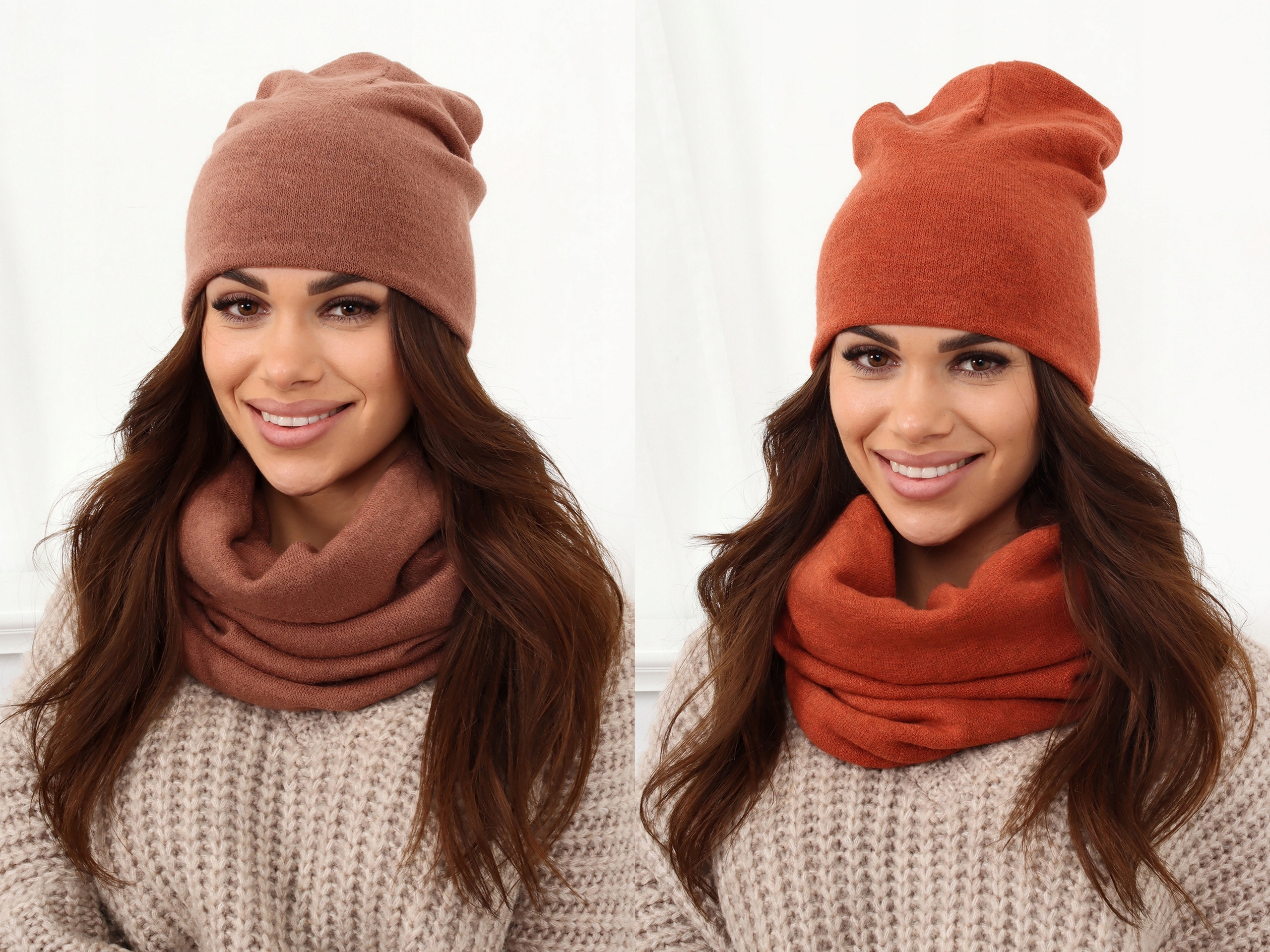 KOMPLET DAMSKI CZAPKA BEANIE KOMIN GOLF TUBA DUŻY ZESTAW CIEPŁY MIŁY KOLORY Marka inna