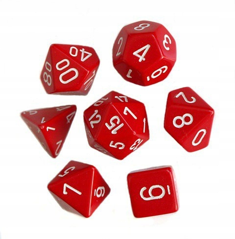 

Kości Rpg matowe czerwone zestaw 7 szt.
