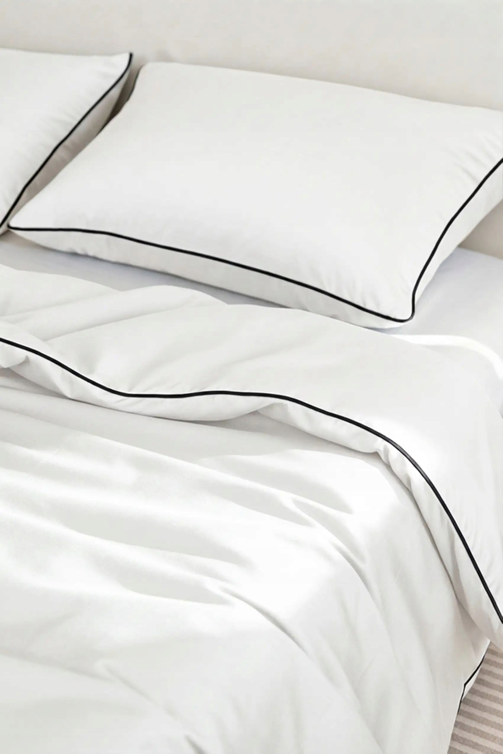 Posteľná Bielizeň bambusová 140x200 biela s čiernou bizou