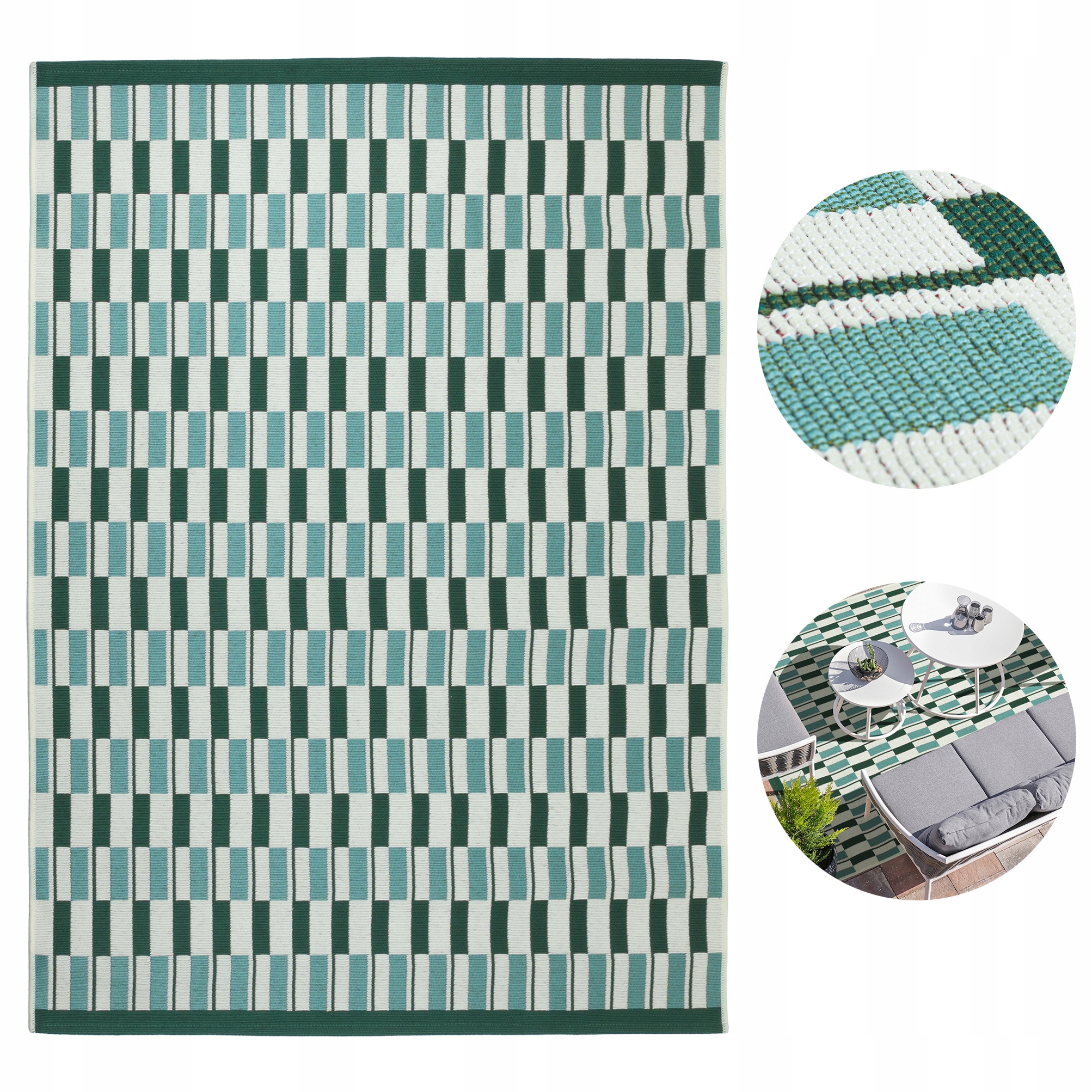 Koberec Voděodolný 120 x 170 cm Tkaná Podložka Na Balkon Terasa Zahrada