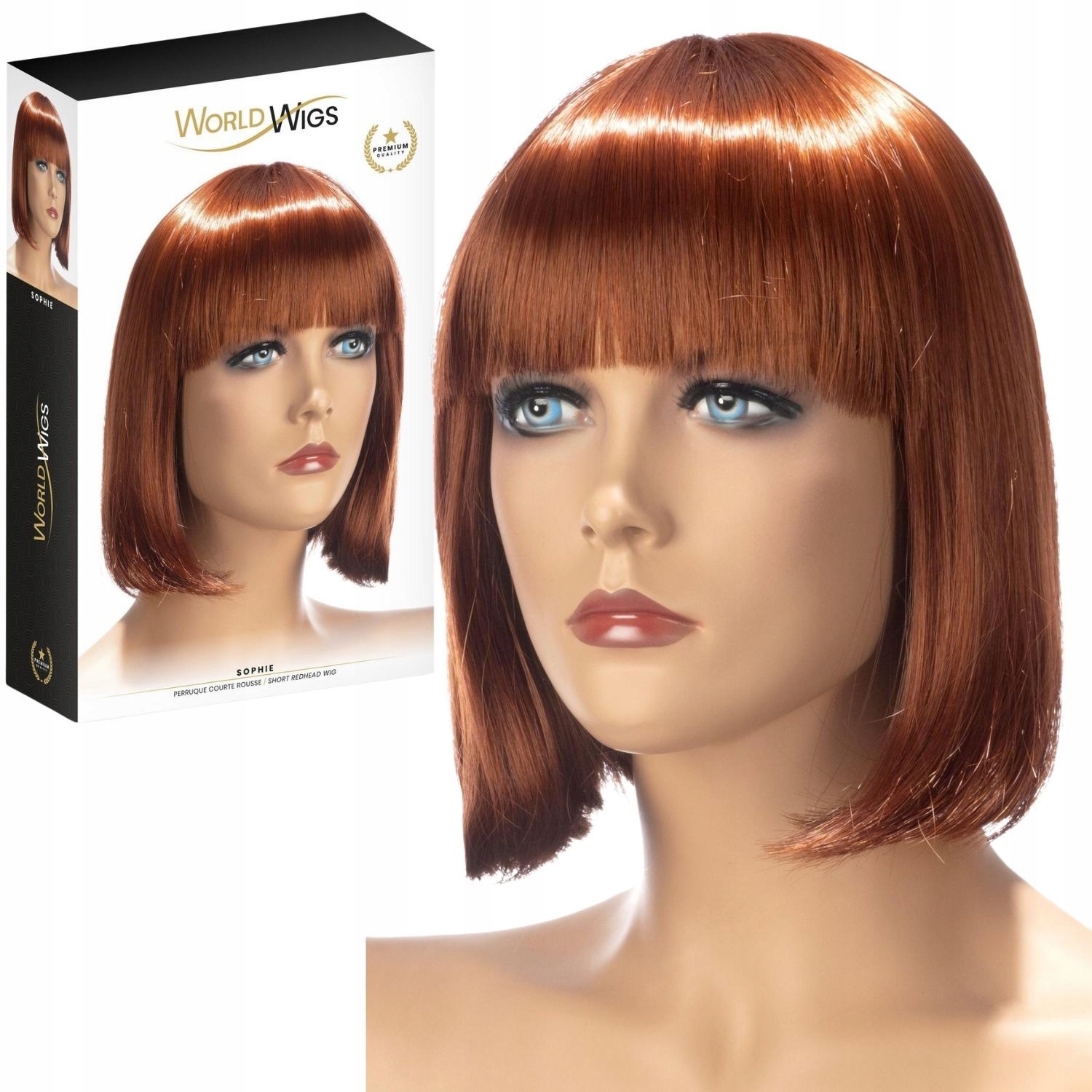 Sophie Roux – červená paruka s krátkými vlasy a rovnou ofinou od World Wigs,