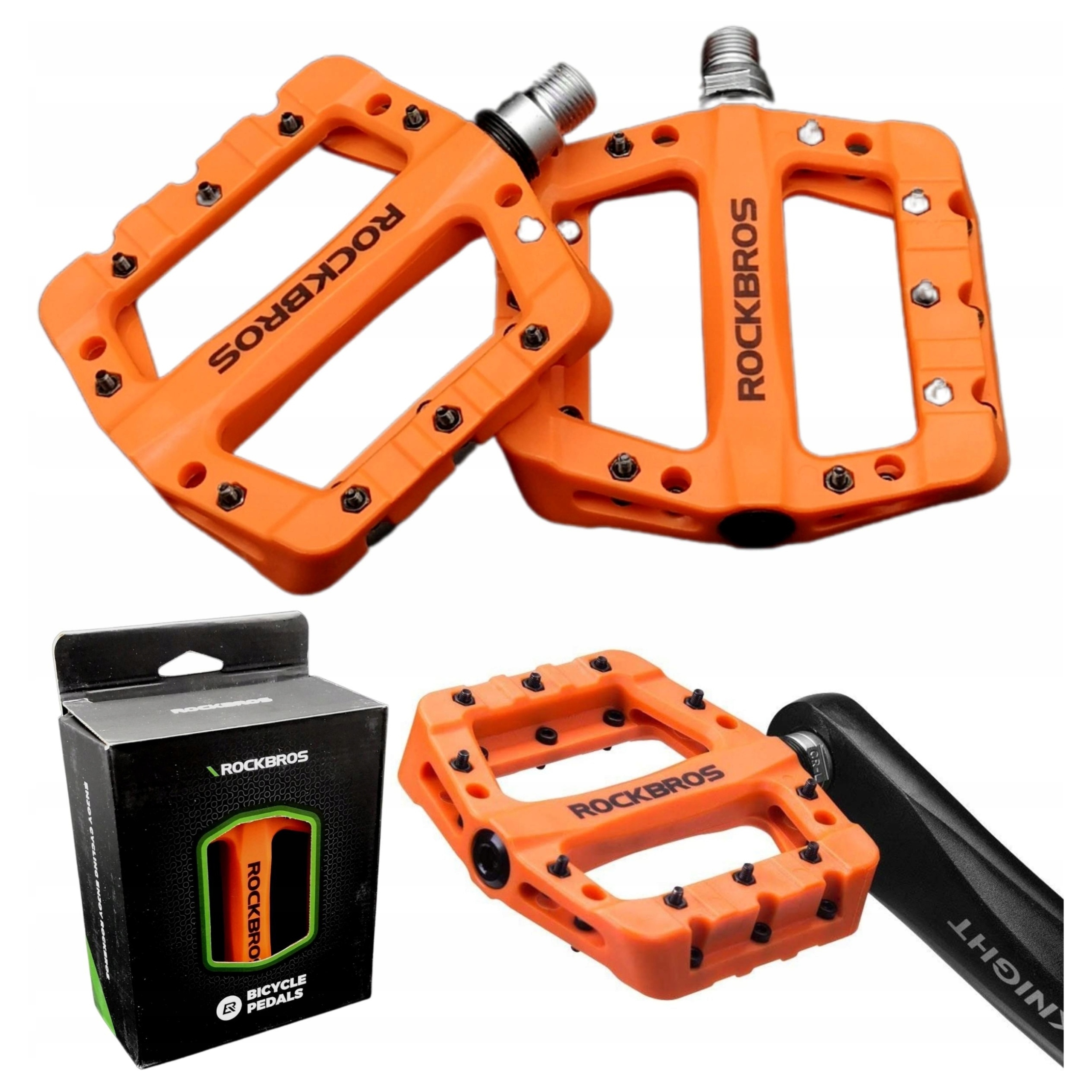 PEDAŁY PLATFORMOWE LEKKIE MTB nylon ROCKRBOS wysoka jakość Orange + Gratis