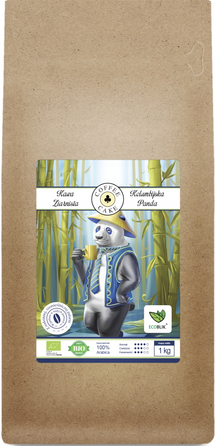 Levně Ecoblik Káva zrnková Arabica 100% Eko Kolumbijská Panda 1kg Kyselá