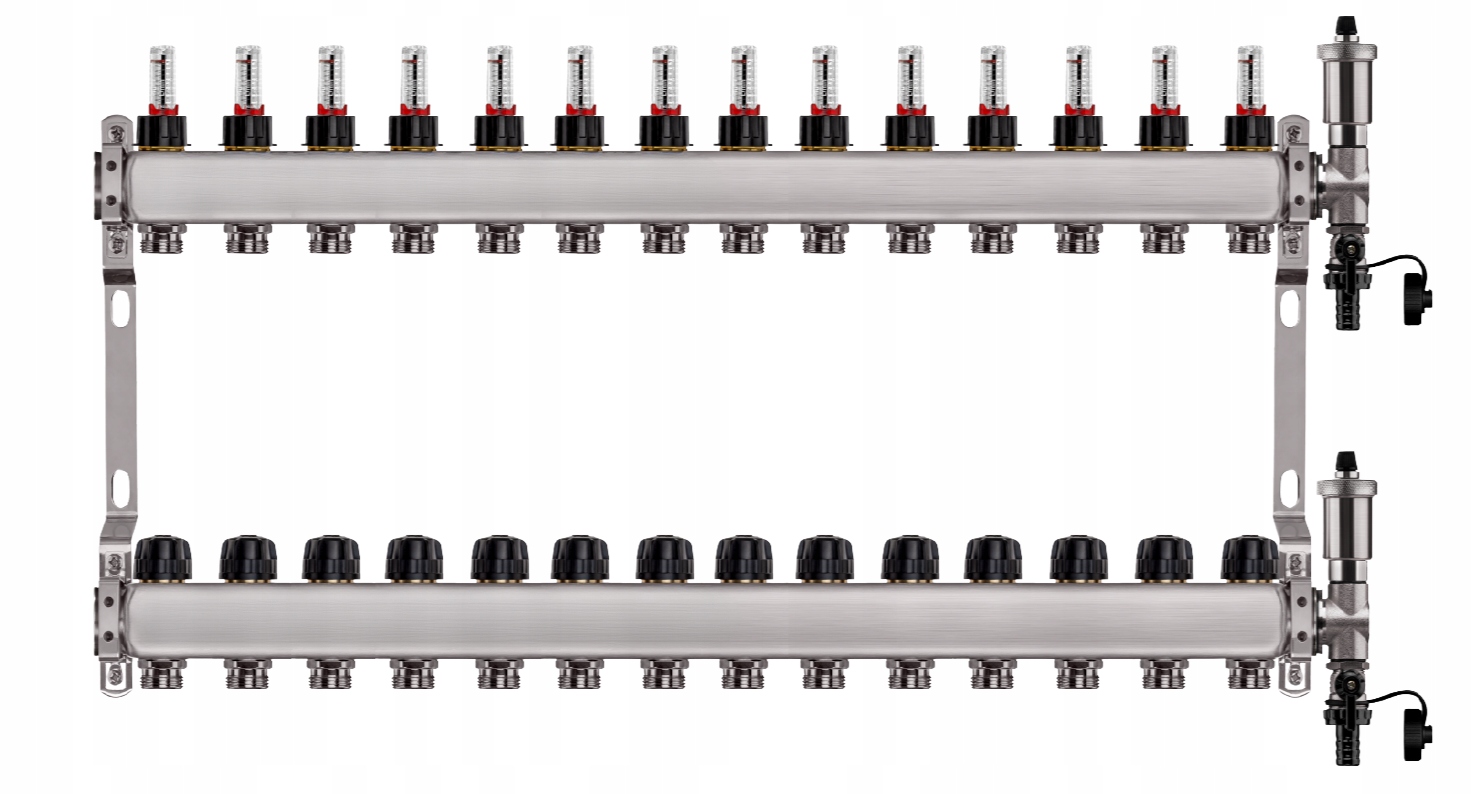 Rozdělovač Pro Podlahu 14 Nerezových Okruhů Pro Podlahové Vytápění