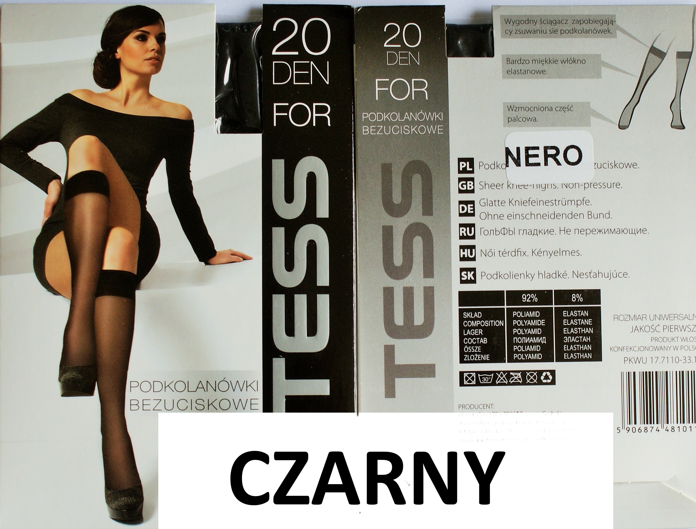 

Podkolanówki Tess 2 pary kolor Czarne