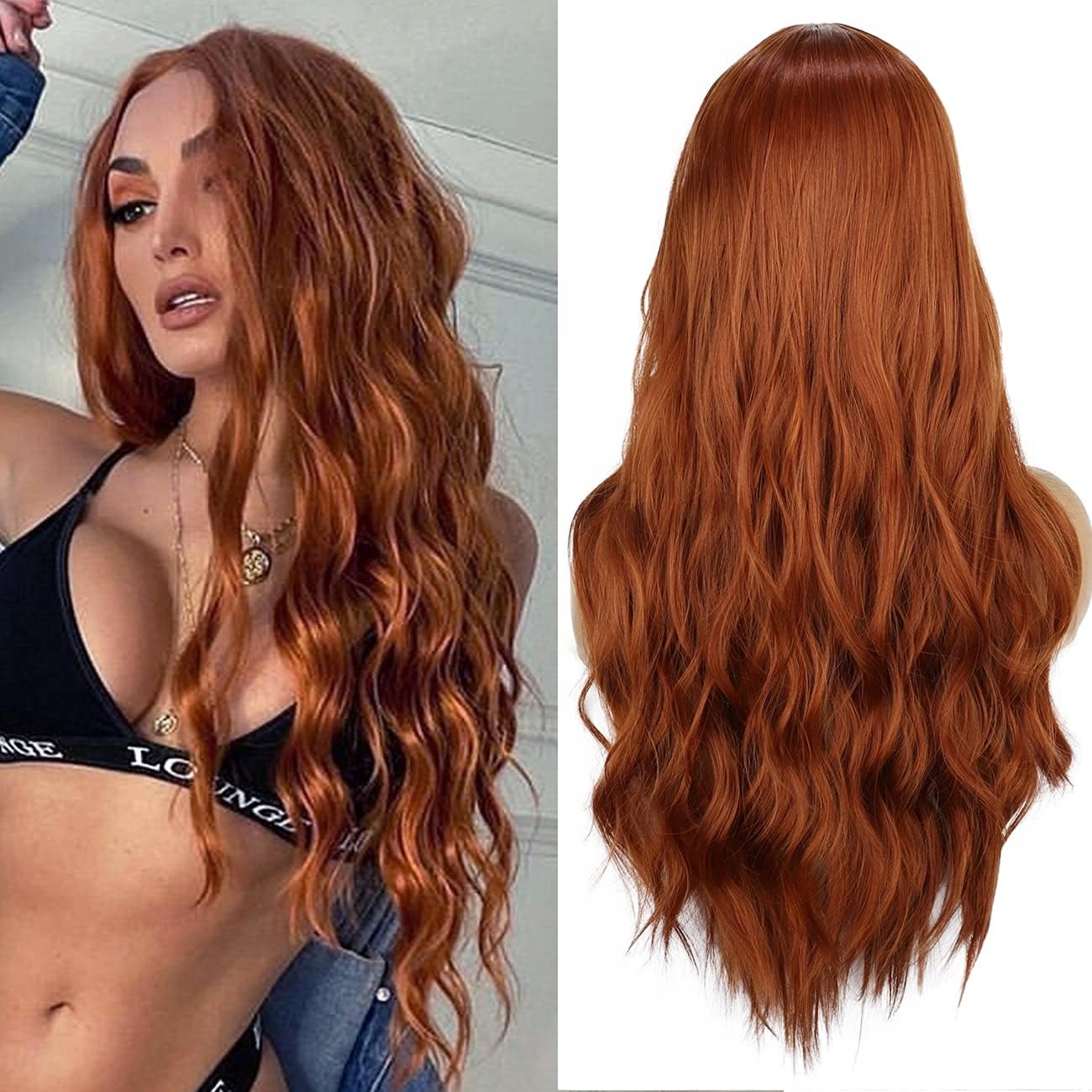 Paruka Porsmeer Red Brown dlouhá kudrnatá