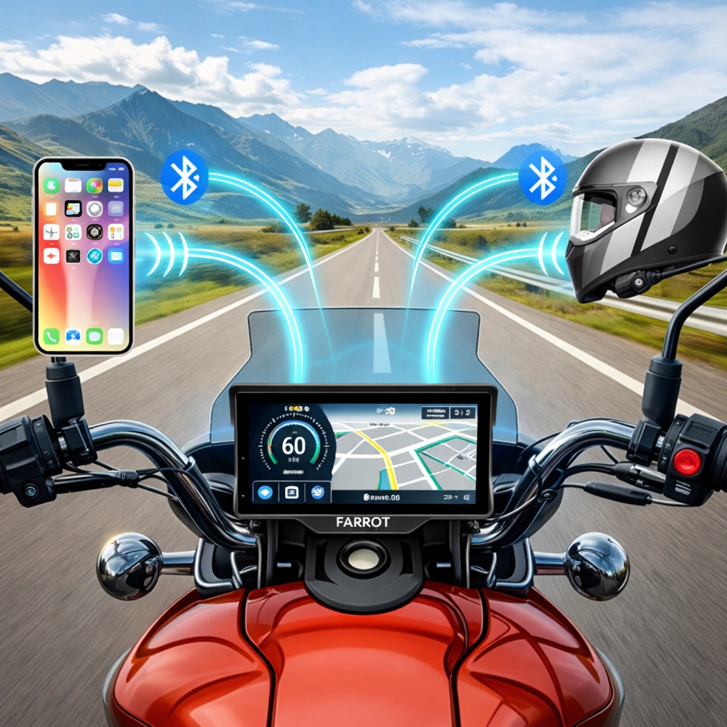 CarPlay Android Auto Motocykl 7” GPS Bluetooth WiFi Wodoodporny IPX8