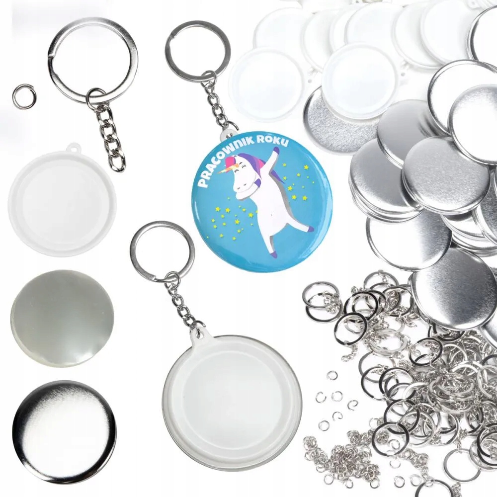 Zestaw do tworzenia breloków do prasy do przypinek 58 mm 100 szt. piny DIY