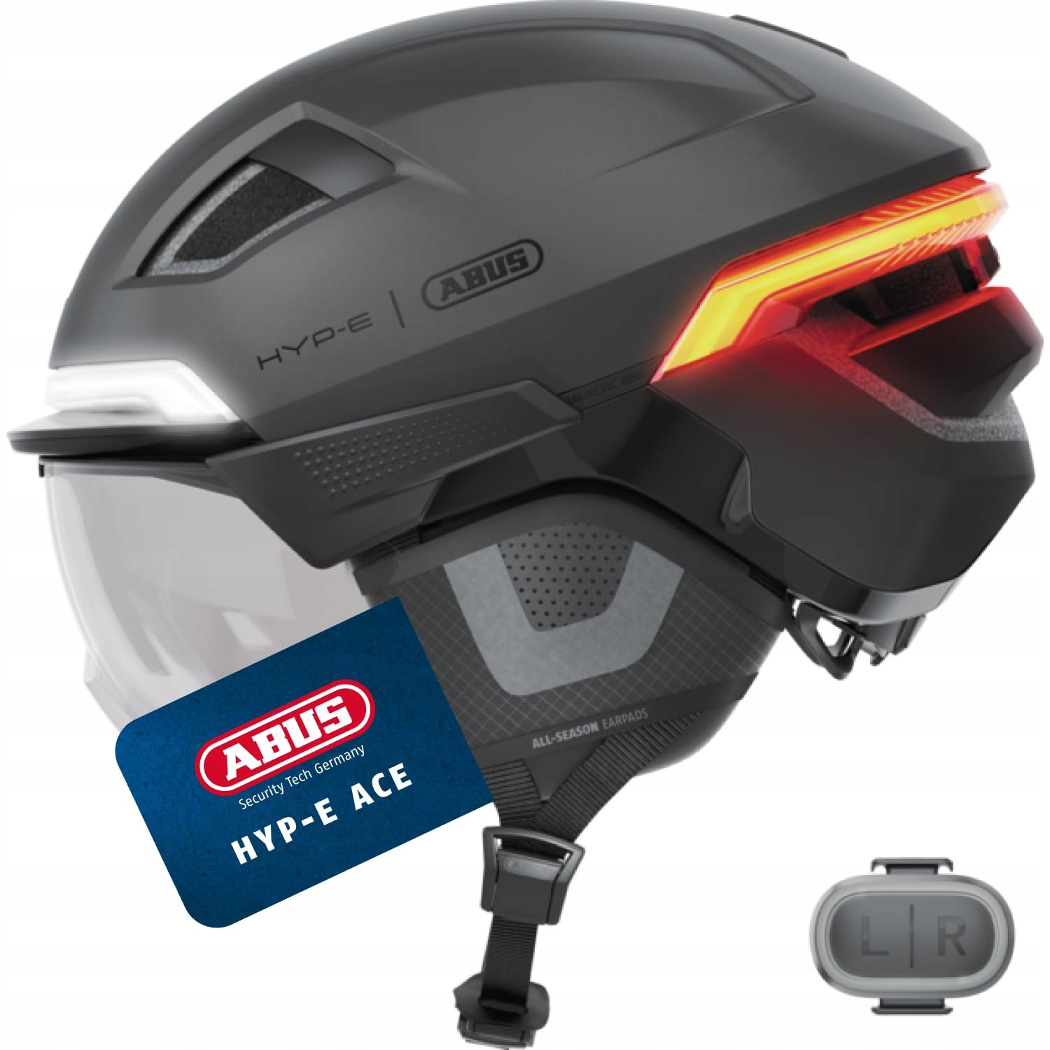 Abus Hyp E Ace volcano titan (s) Kask miejski z Led i systemem regulacji