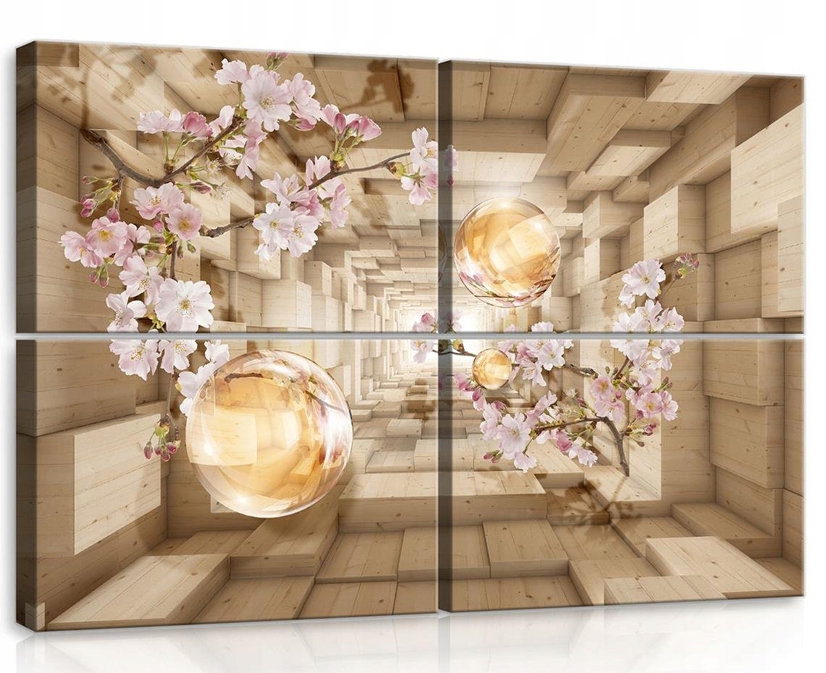 Obraz Na Plátne Canvas 120x80 Tunel Komin 3D Chodba Drevo Kvety Gule